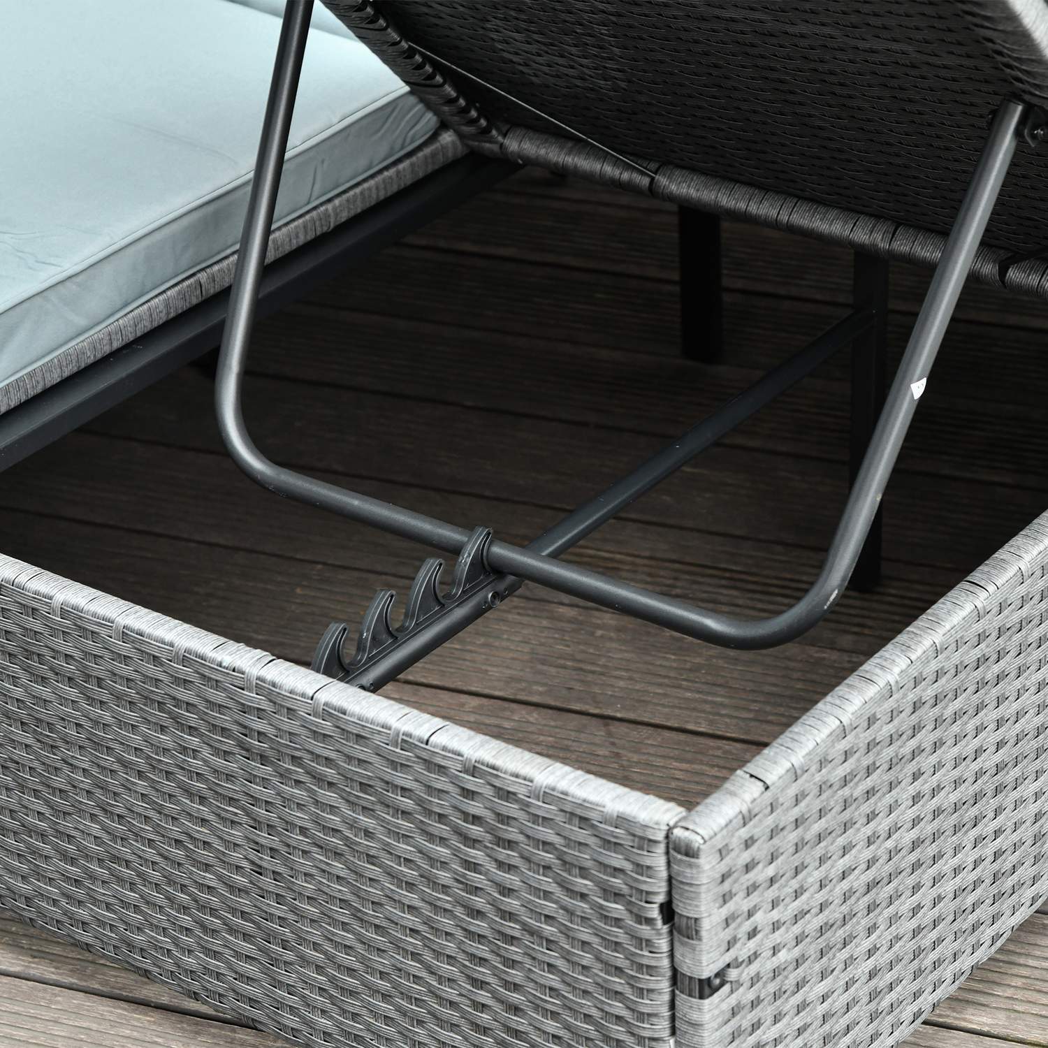 Poly Rattan Solstol För 2 Personer Med Soltak Trädgårdsstol Stål Polyester Grå 196 X 137 X 36,5 Cm