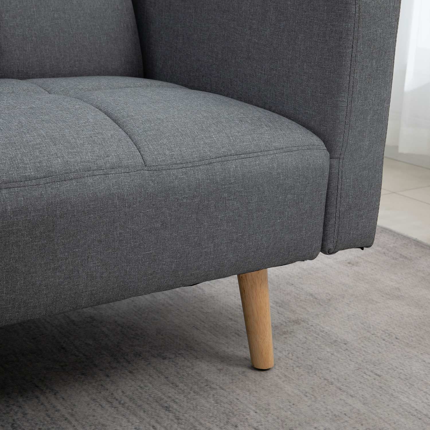 2 i 1 bäddsoffa 205 x 88 cm soffa med sängfunktion, soffa med sittdyna, linne ser grå ut