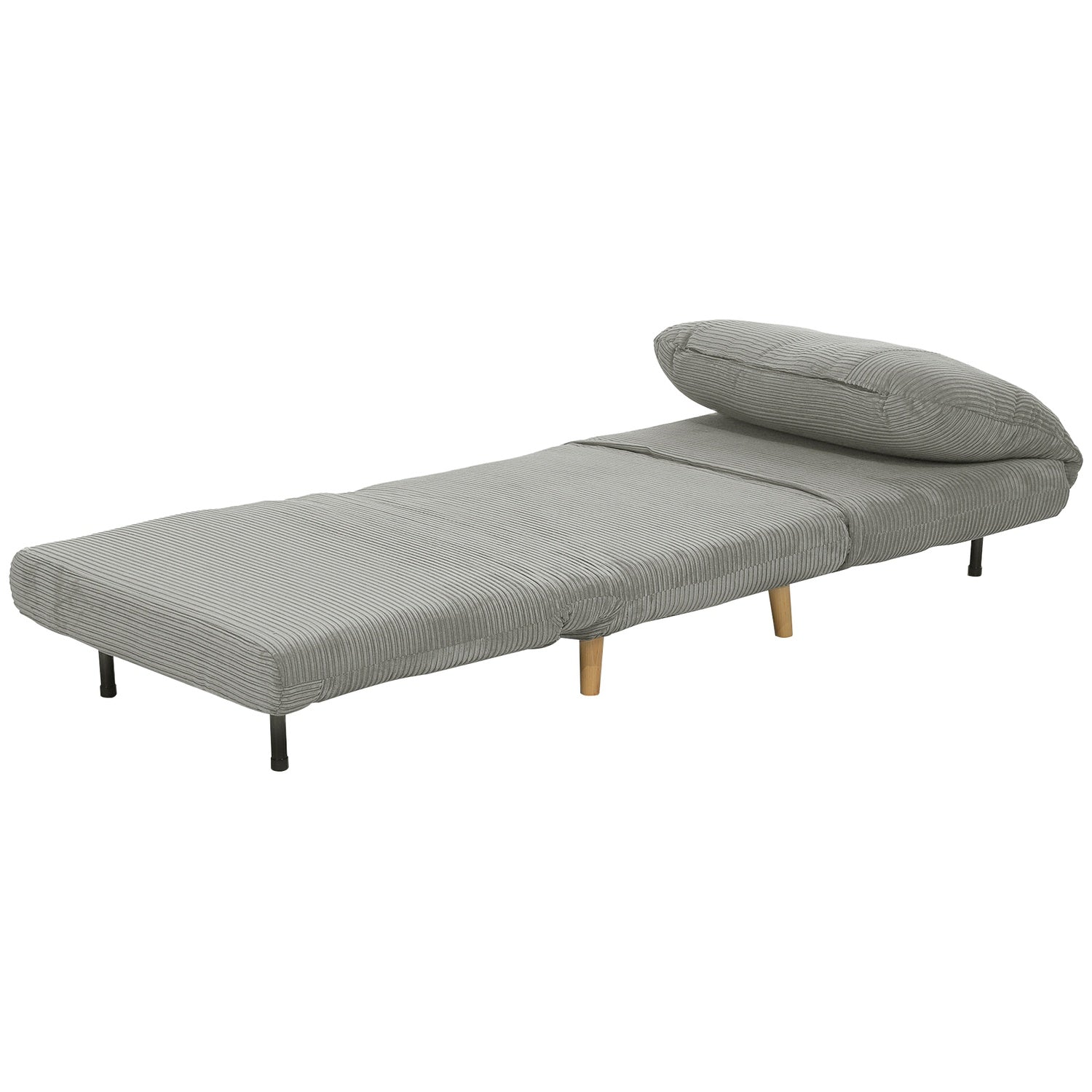 Justerbar hopfällbar bäddsoffa – Corduroy Look, Grå, 82x89x83 cm