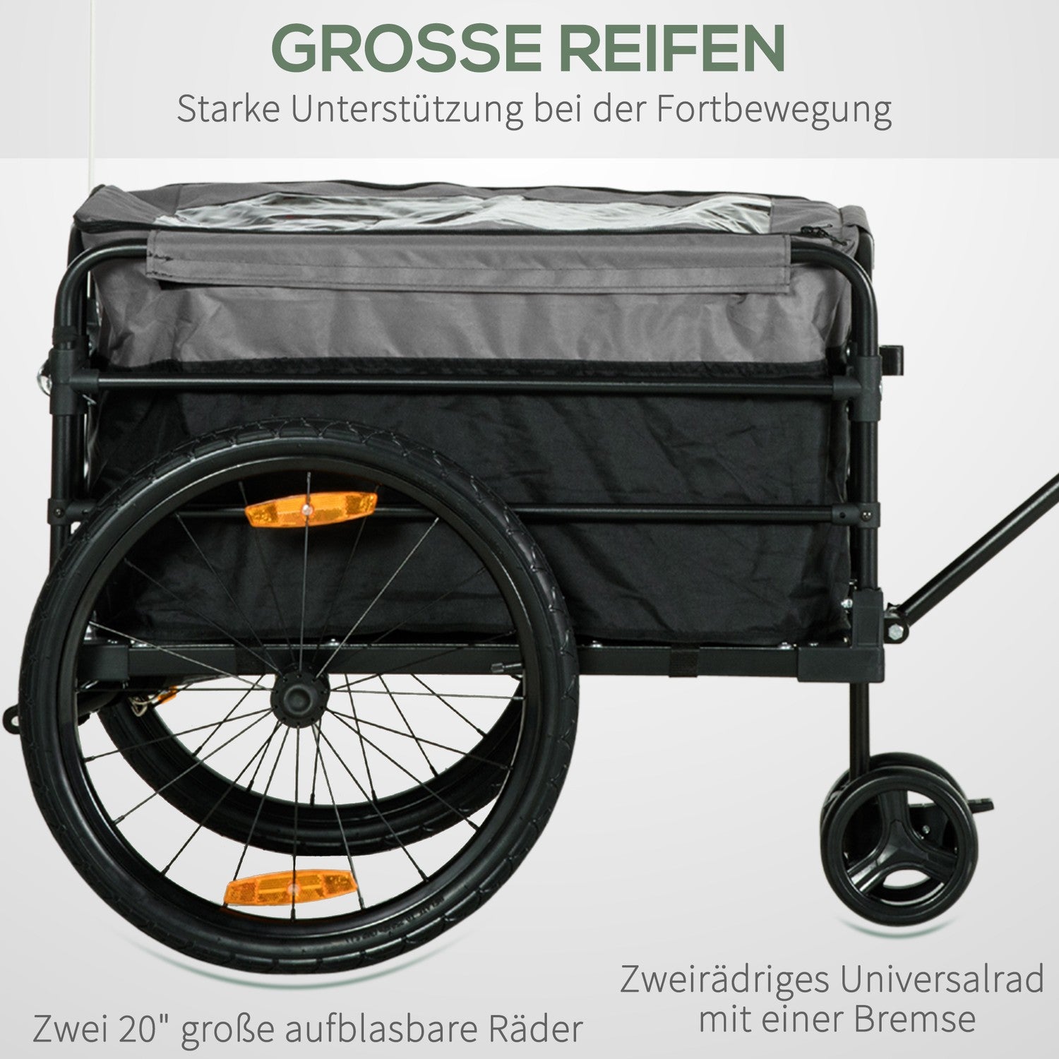 2-i-1 cykelvagn med 20"-däck, 40 kg kapacitet