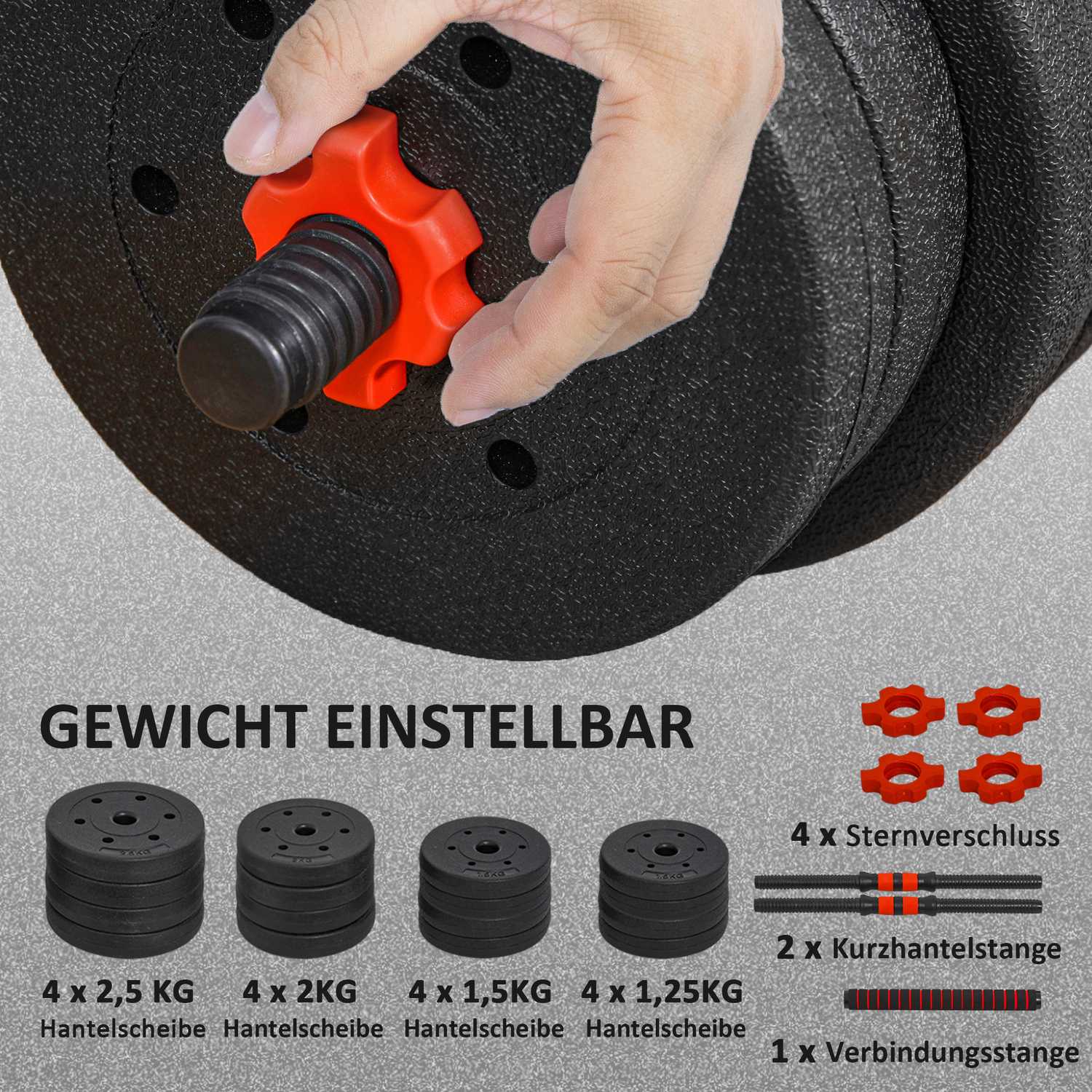 2 i 1 hantelset 30 kg justerbar hantel & skivstång professionell styrketräning för hantel svart