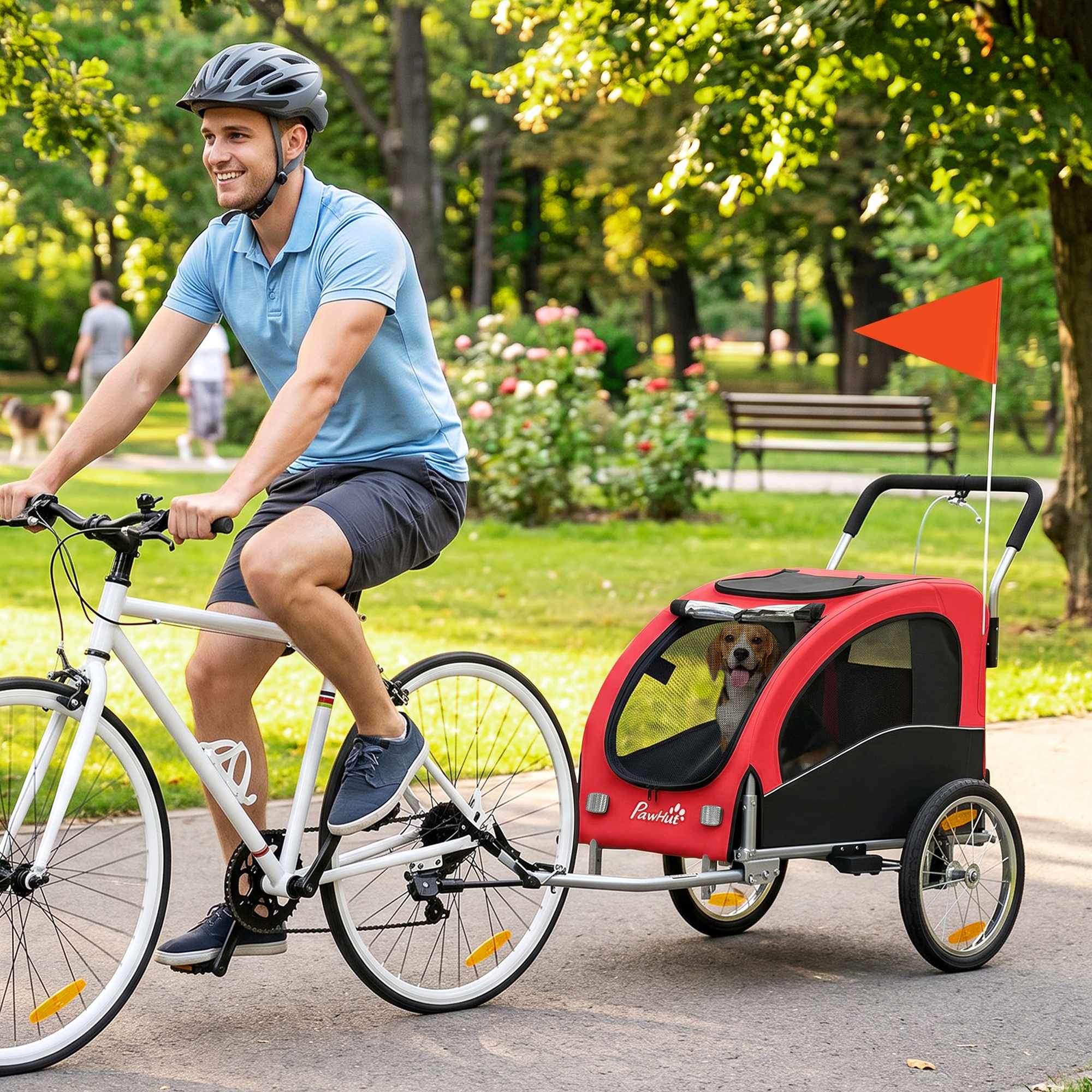 2-i-1 hundcykelvagn, hopfällbar, upp till 20 kg