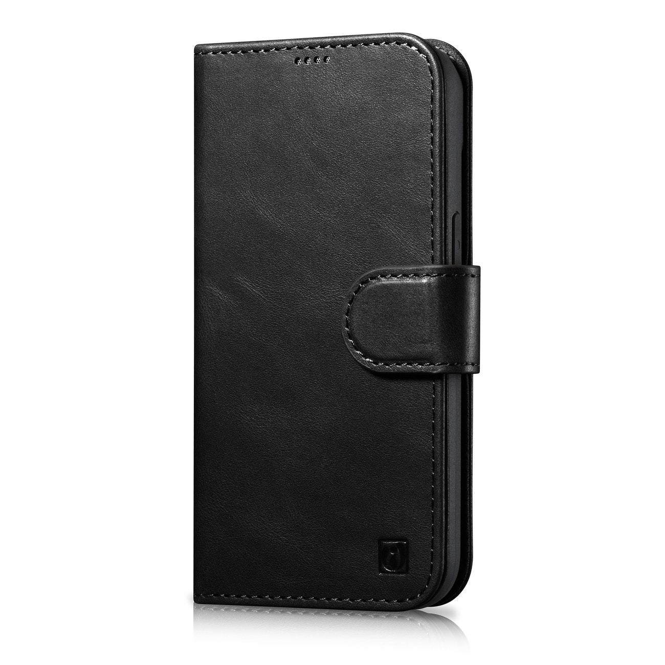 2-i-1 läder Flip Cover iPhone 14 Pro Anti-RFID Oil Wax Plånboksfodral Svart