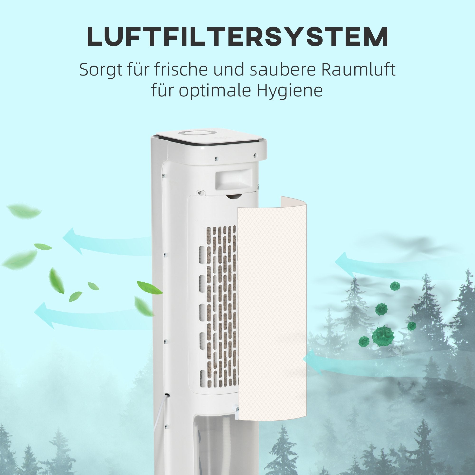 2-i-1 luftkylare med 5 liters tank, 12 timmars timer, för 20㎡