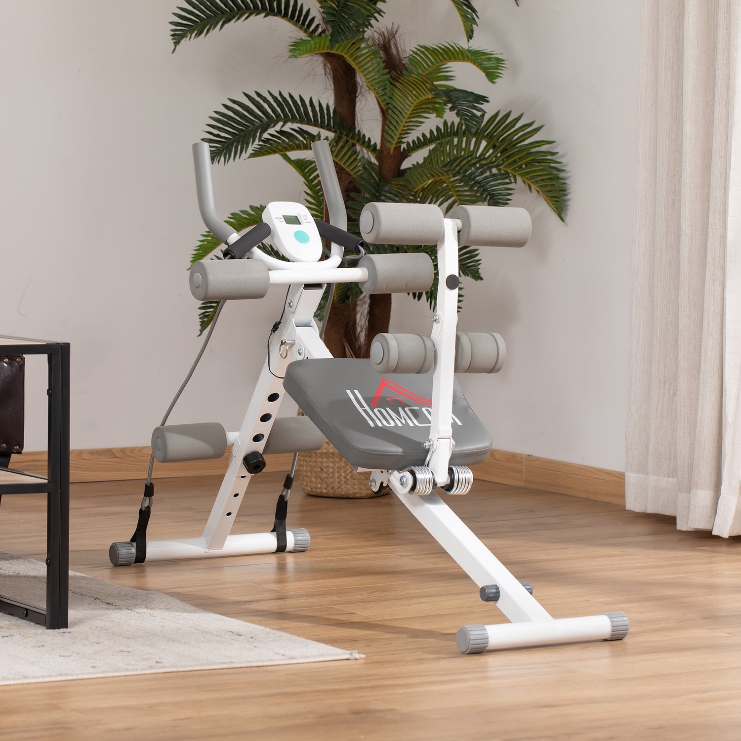 Justerbar magträningsbänk, LCD-skärm, stål, 100 kg kapacitet