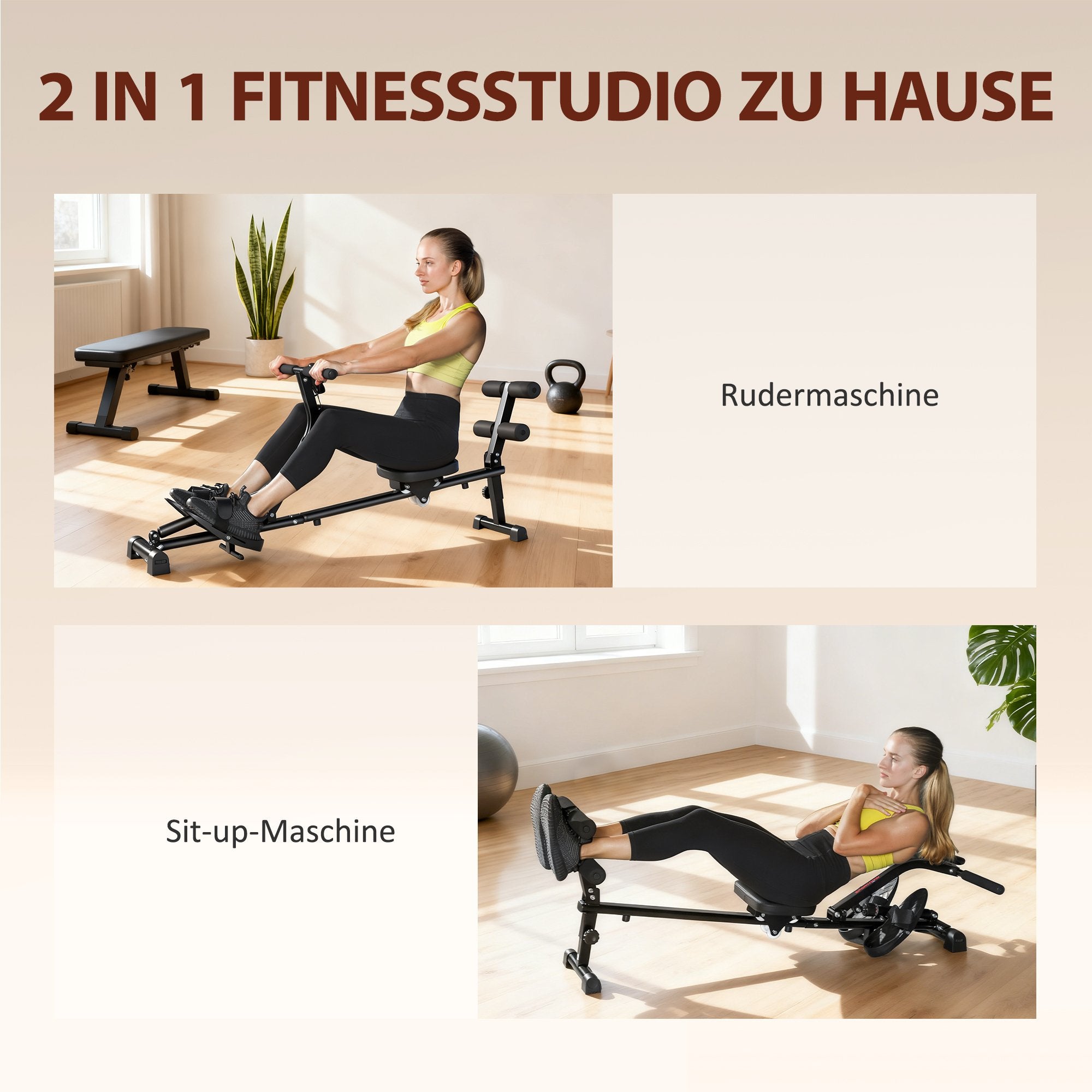 2-i-1 roddmaskin, justerbar, LCD-skärm, stålram