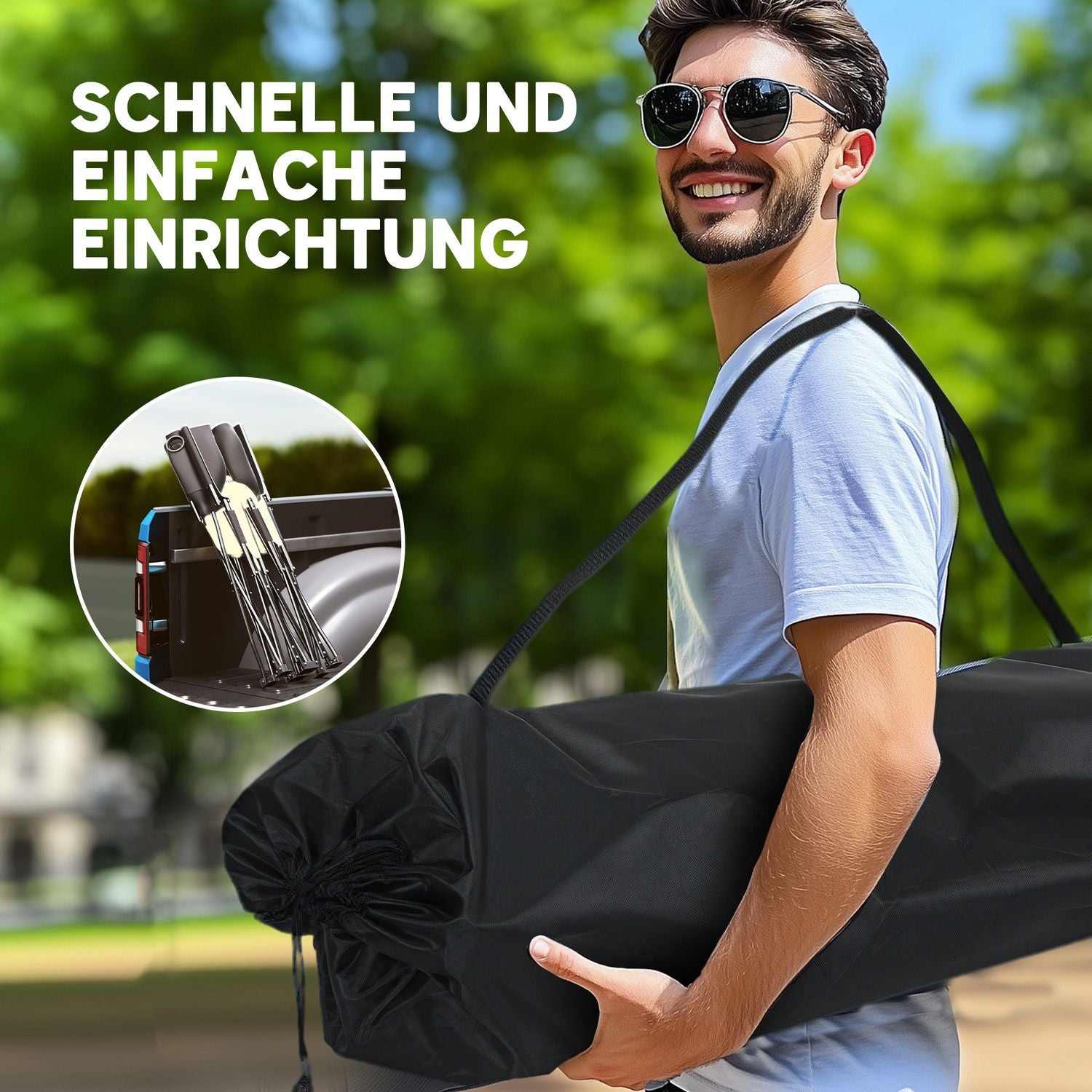 2-sits hopfällbar campingstol med mugghållare, kapacitet 250 kg