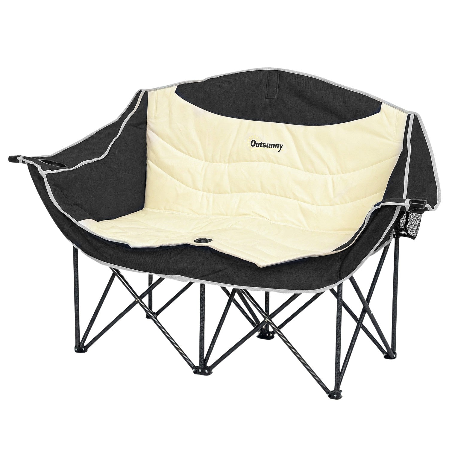 2-sits hopfällbar campingstol med mugghållare, kapacitet 250 kg