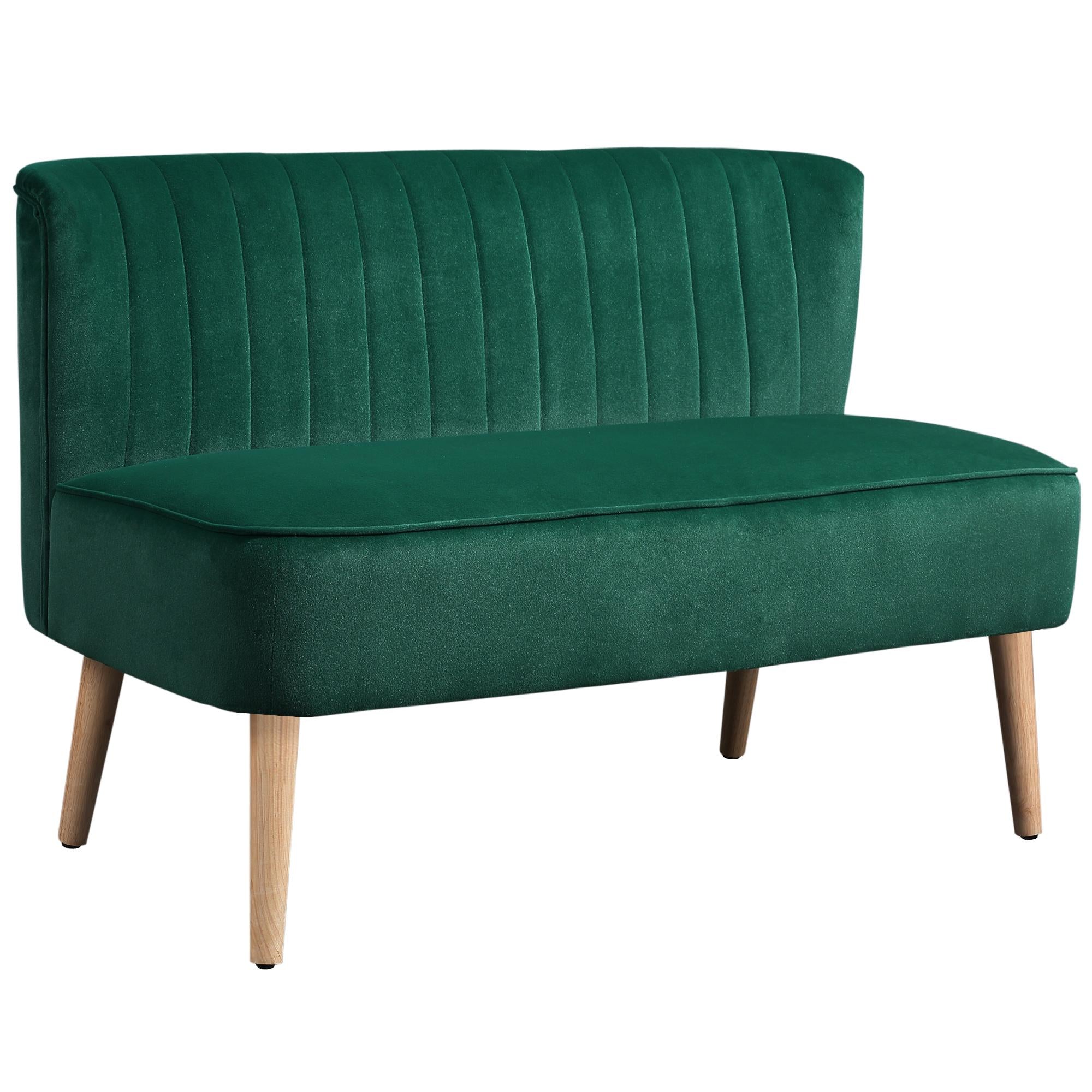2-seters retrosofa, mørkegrønn, treben, 117 cm
