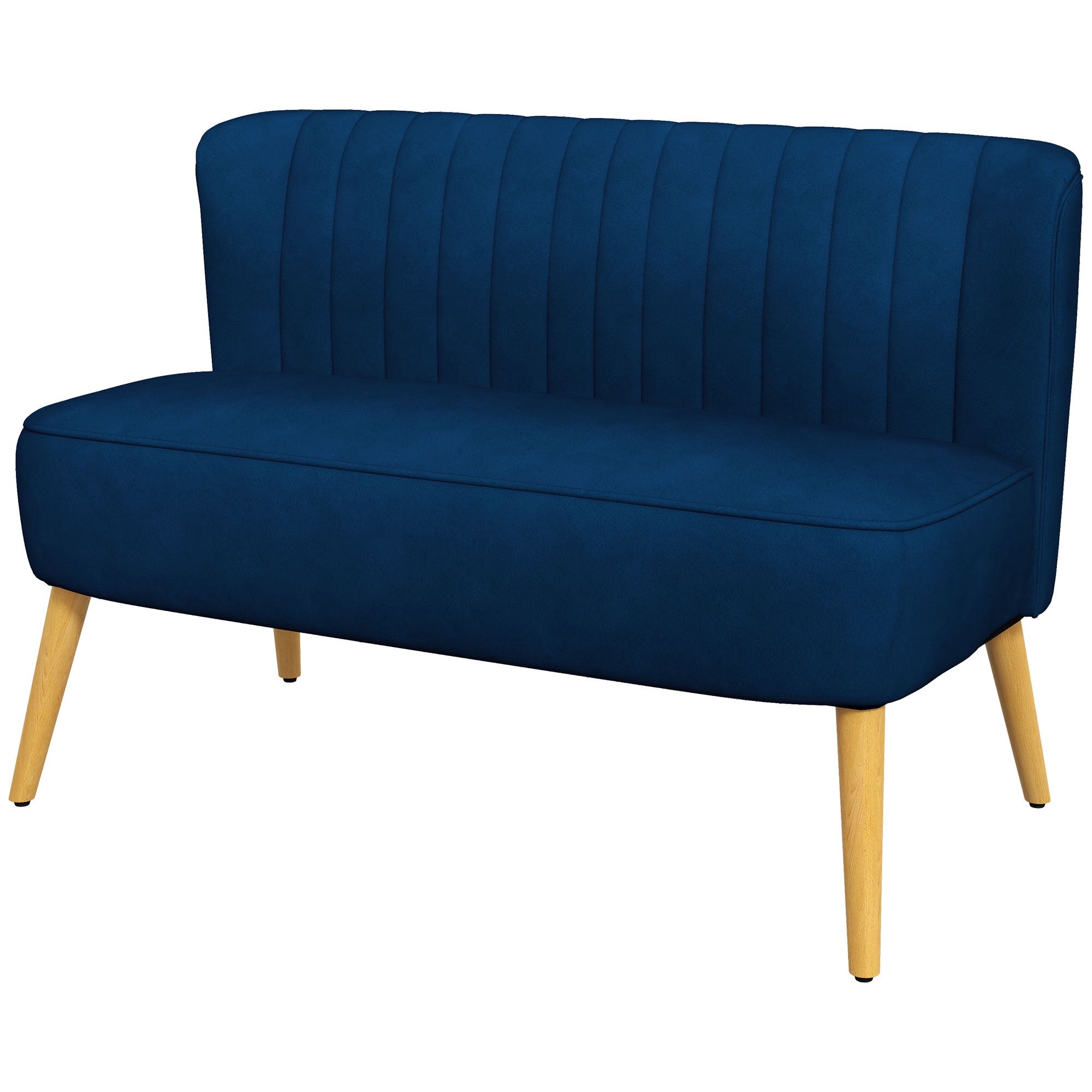 2-sitssoffa, blå, träben, 117 x 56,5 x 77 cm