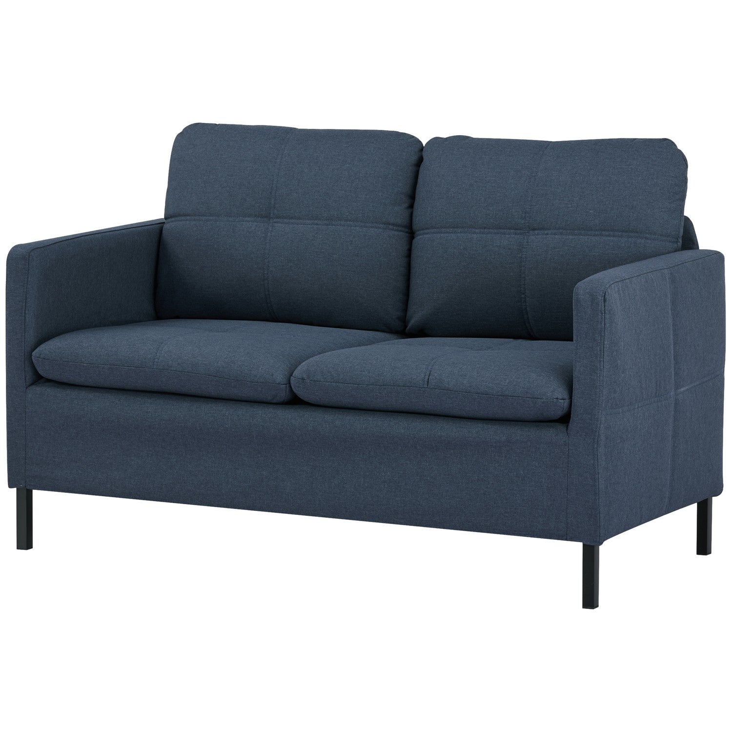 2-sits soffa i linnelook – stålben, mörkblå