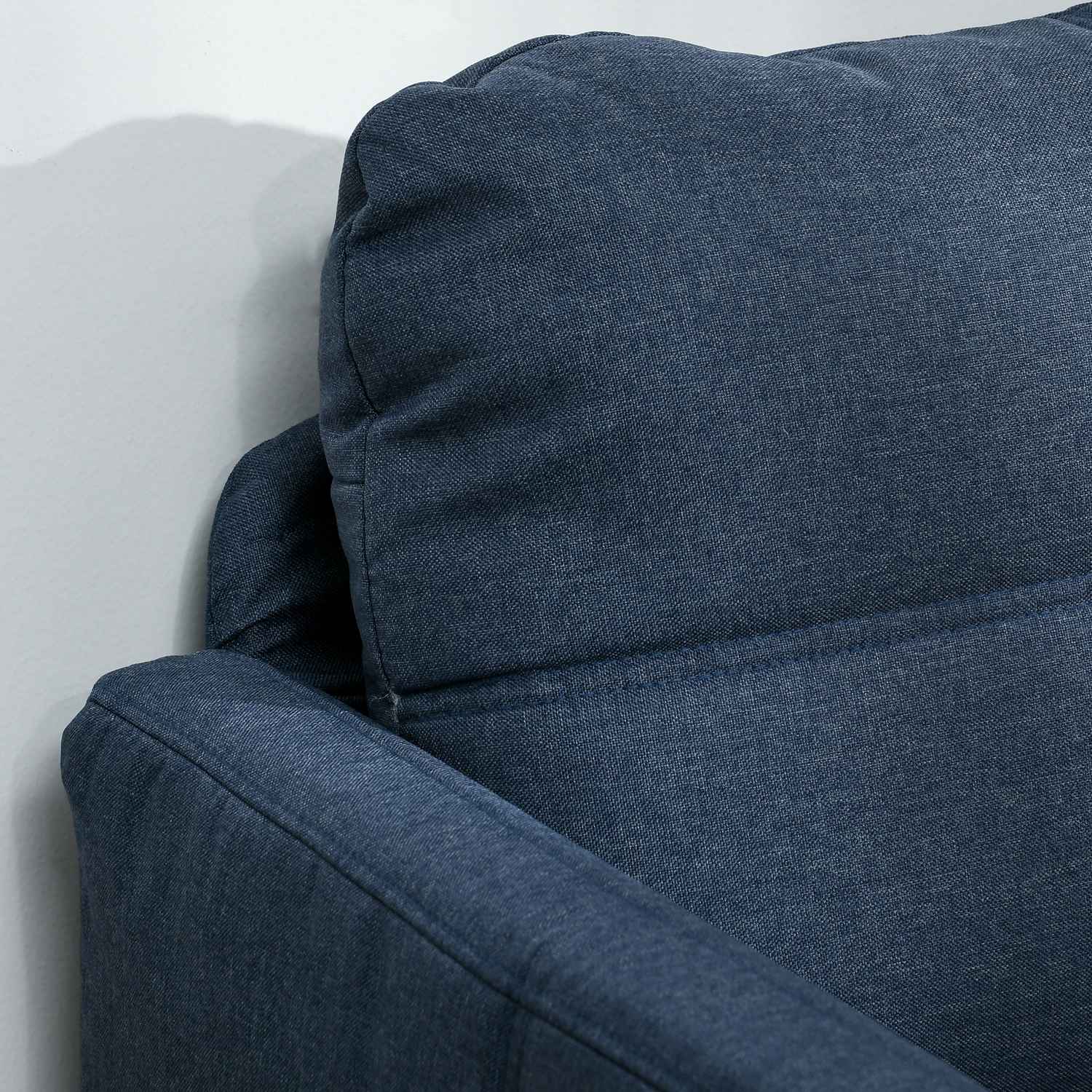 2-sits soffa i linnelook – stålben, mörkblå