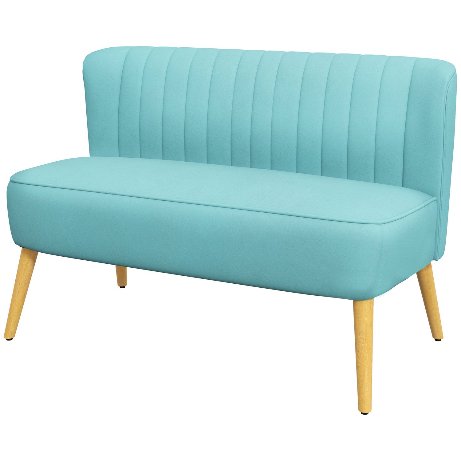 Grön Linne-Look Loveseat soffa, 2-sits med träben