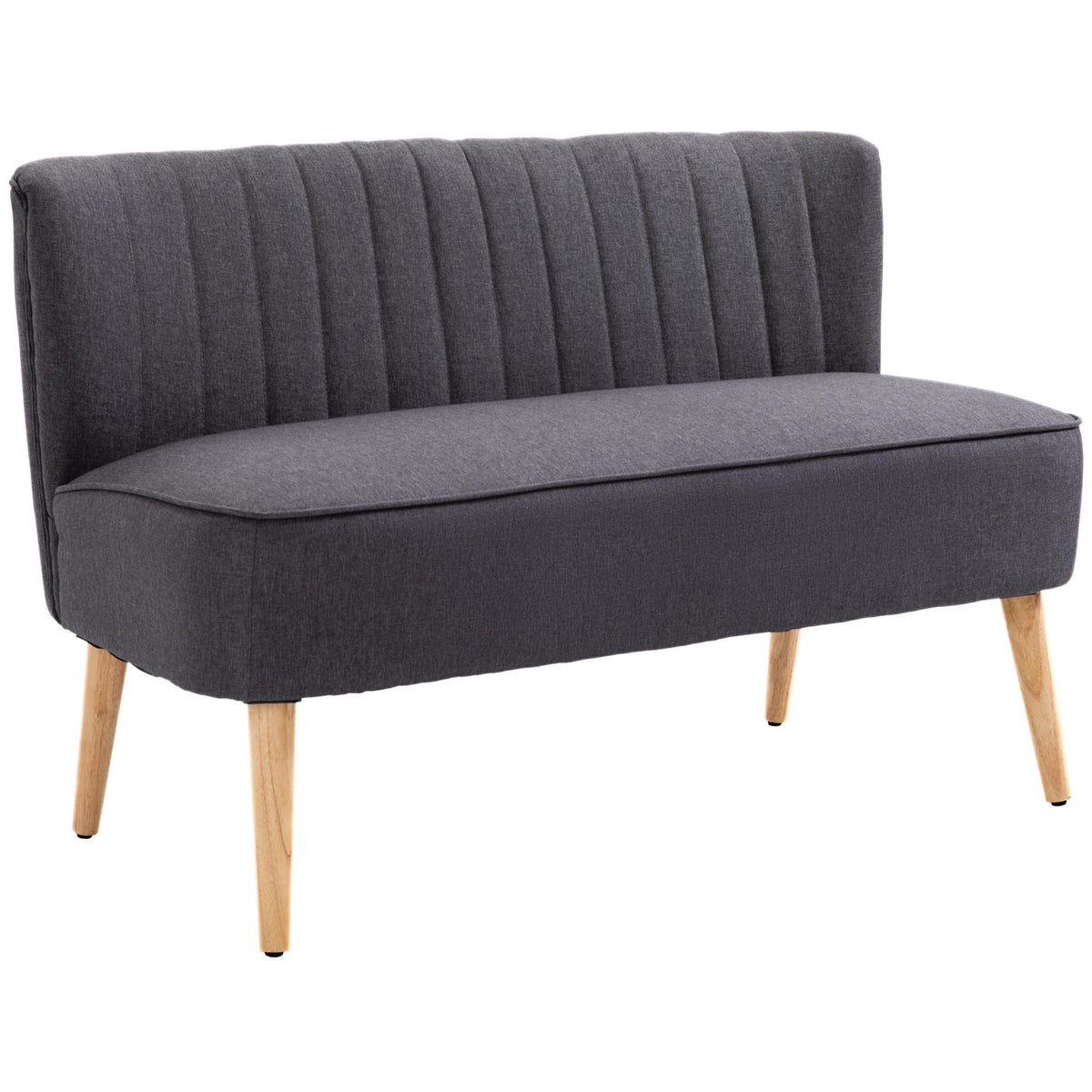 2-seters sofa, myke puter, lettstelt trekk, mørkegrå