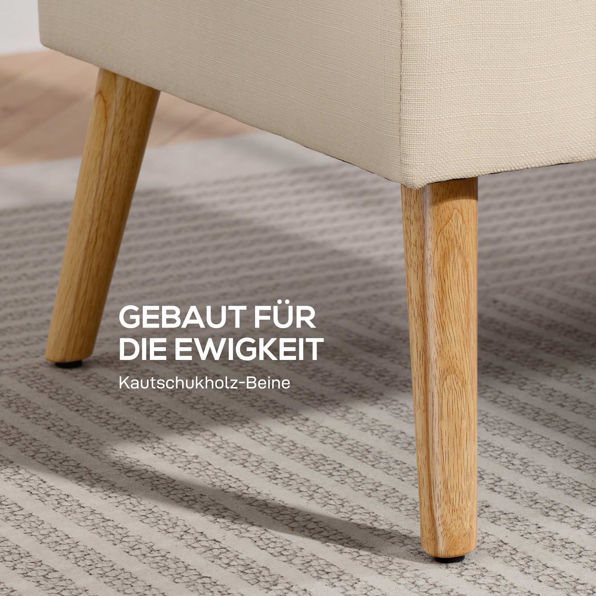 2-sitssoffa, tuftad rygg, träben, linne-look, beige