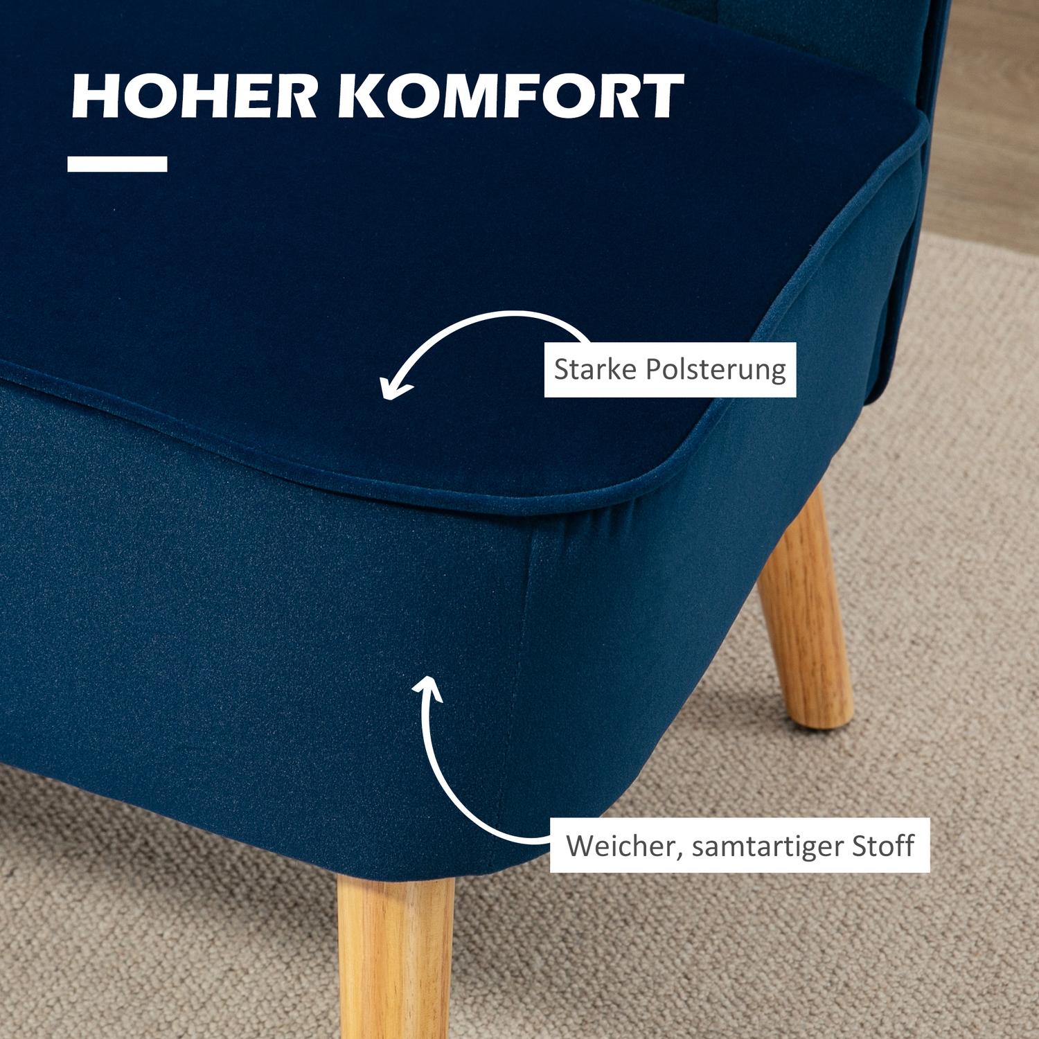 Himmelsblå Loveseat-soffa med träben – linnelook