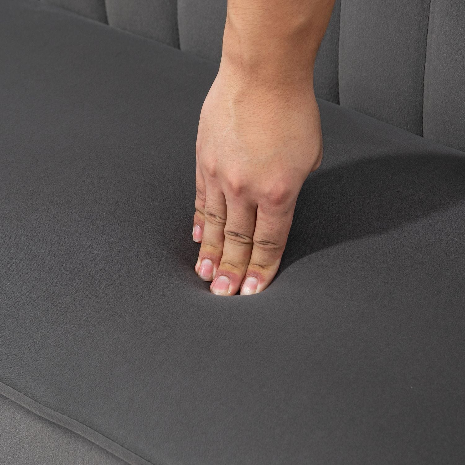 Mörkgrå Linne-Look Loveseat, träben, 2-sits