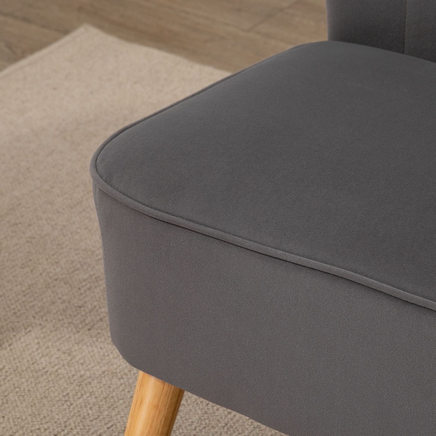 Mörkgrå Linne-Look Loveseat, träben, 2-sits