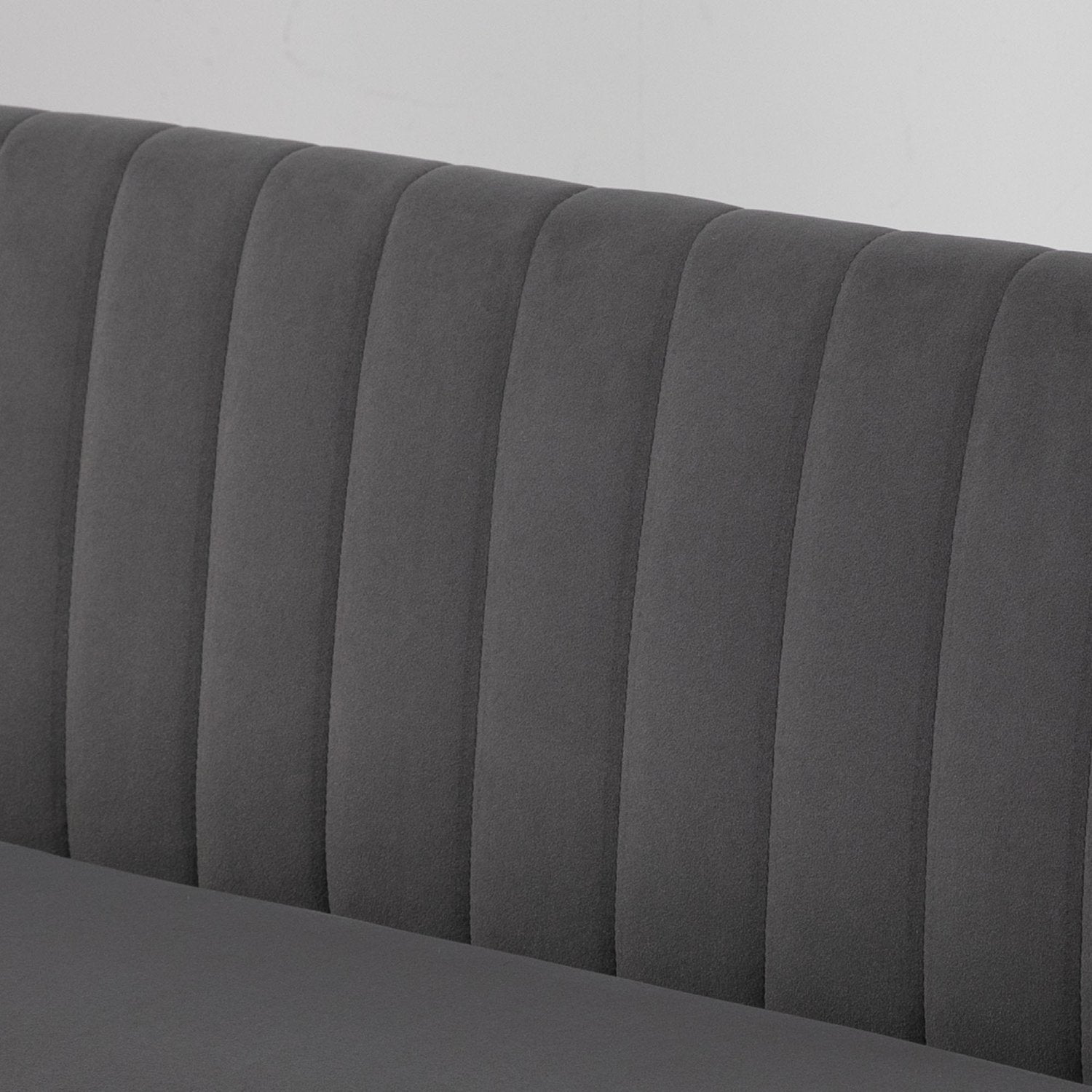 Mörkgrå Linne-Look Loveseat, träben, 2-sits