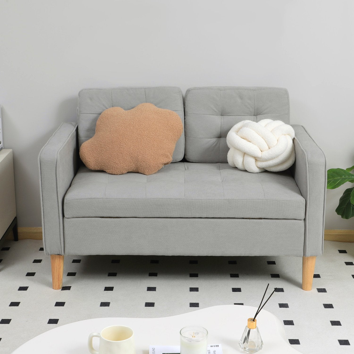 2-sits stoppad soffa med förvaring – Velvet Look