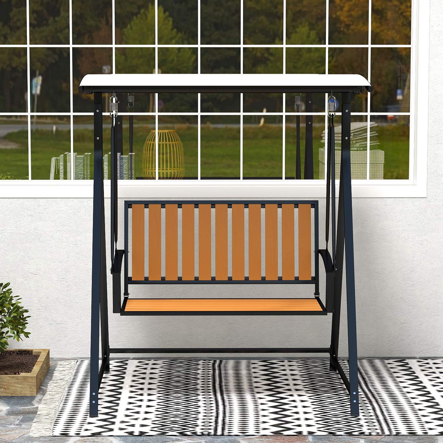 2-sits trädgårdsgunga med justerbar kapell, väderbeständig