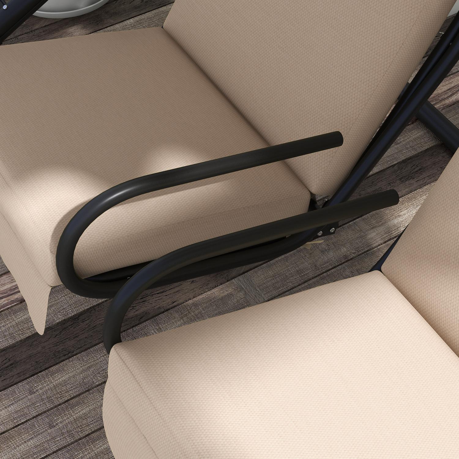 2-sits trädgårdsgunga med kapell & mugghållare, beige