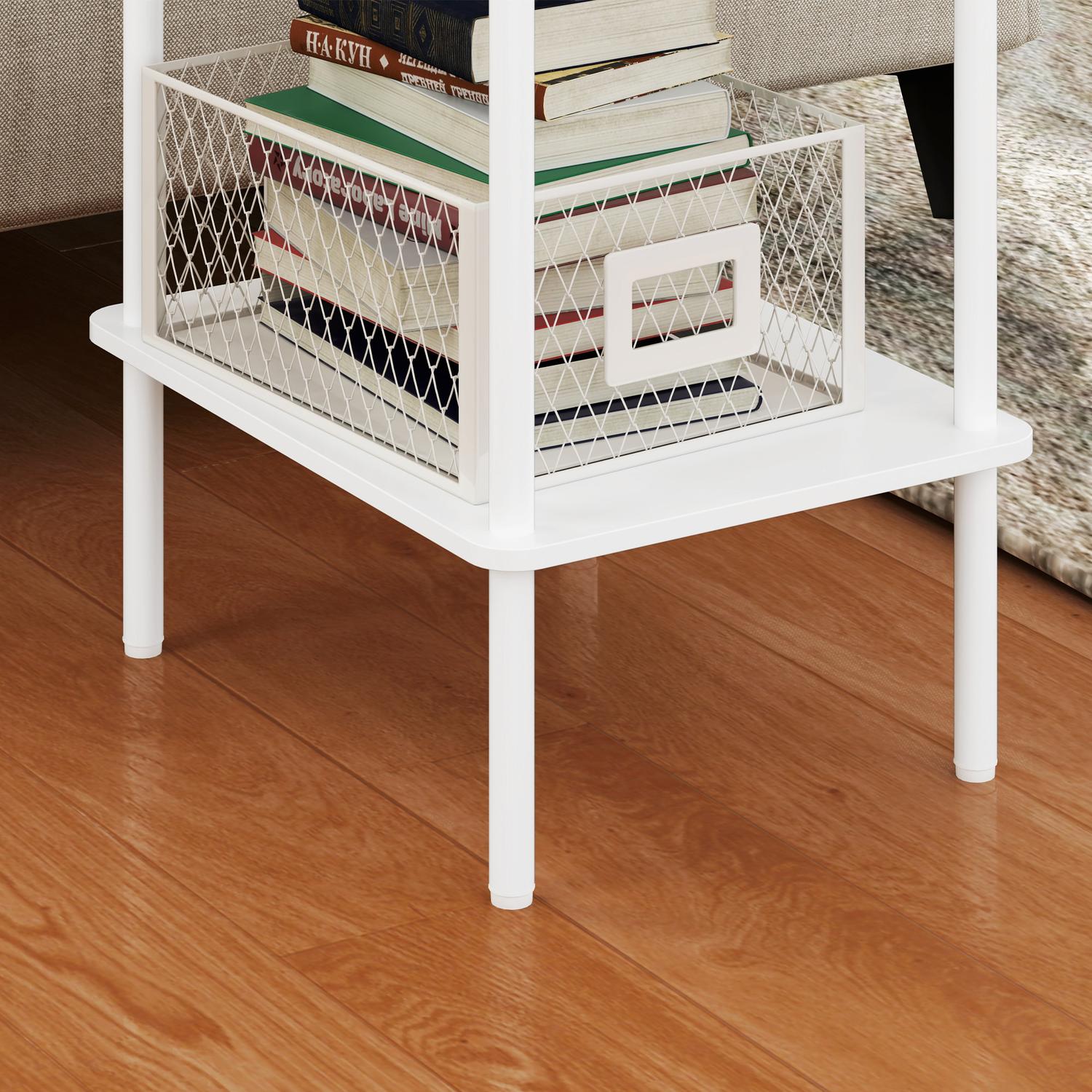 2-vånings vitt soffbord med förvaring för vardagsrum