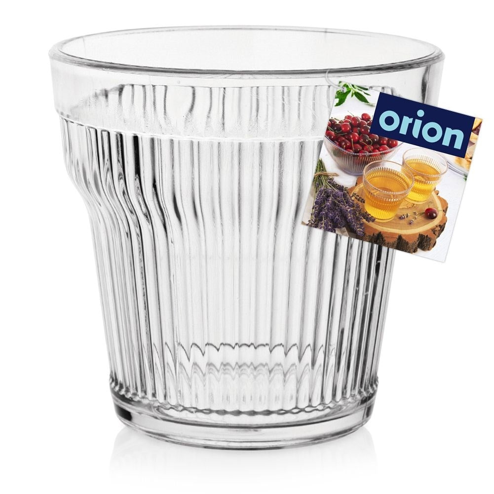 350 ml hållbart akrylglas med räfflad yta, skadar ej