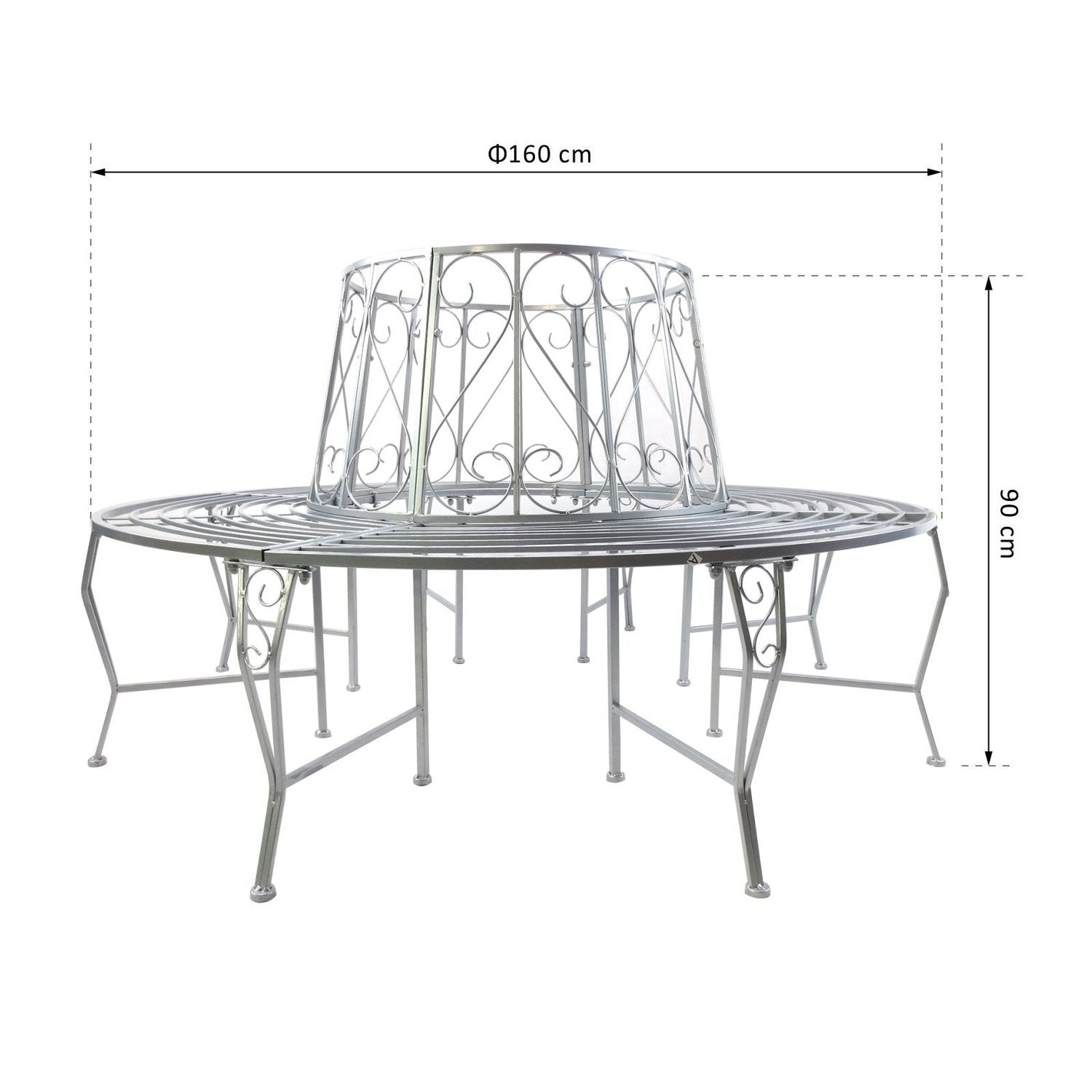 Trebenk Rundbenk 360° Hagebenk Sete Trebenker Metall ∅160Cm