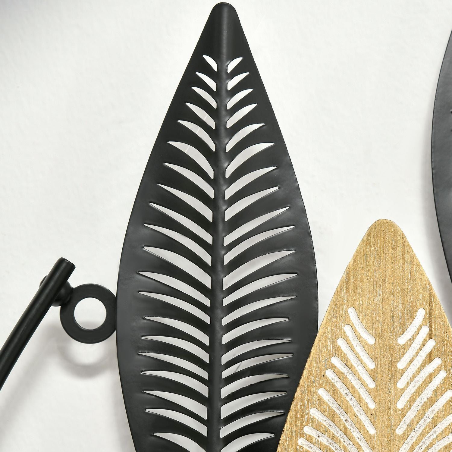 3D Metal Wall Art Leaf Set – Black & Natural, 40x46 Cm