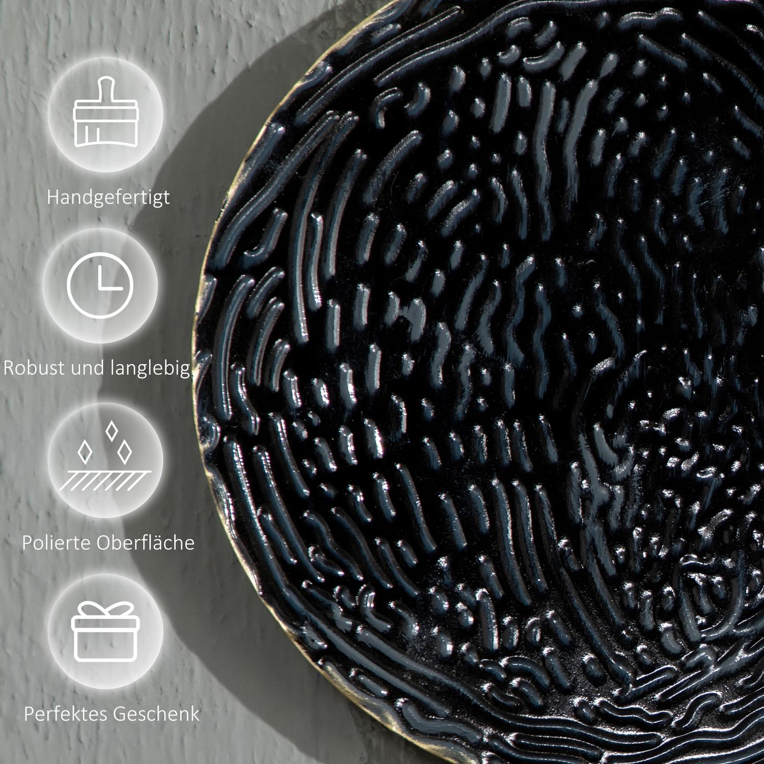 3D metallväggkonst - modern skulptur, guld/svart/blå, 121x53 cm