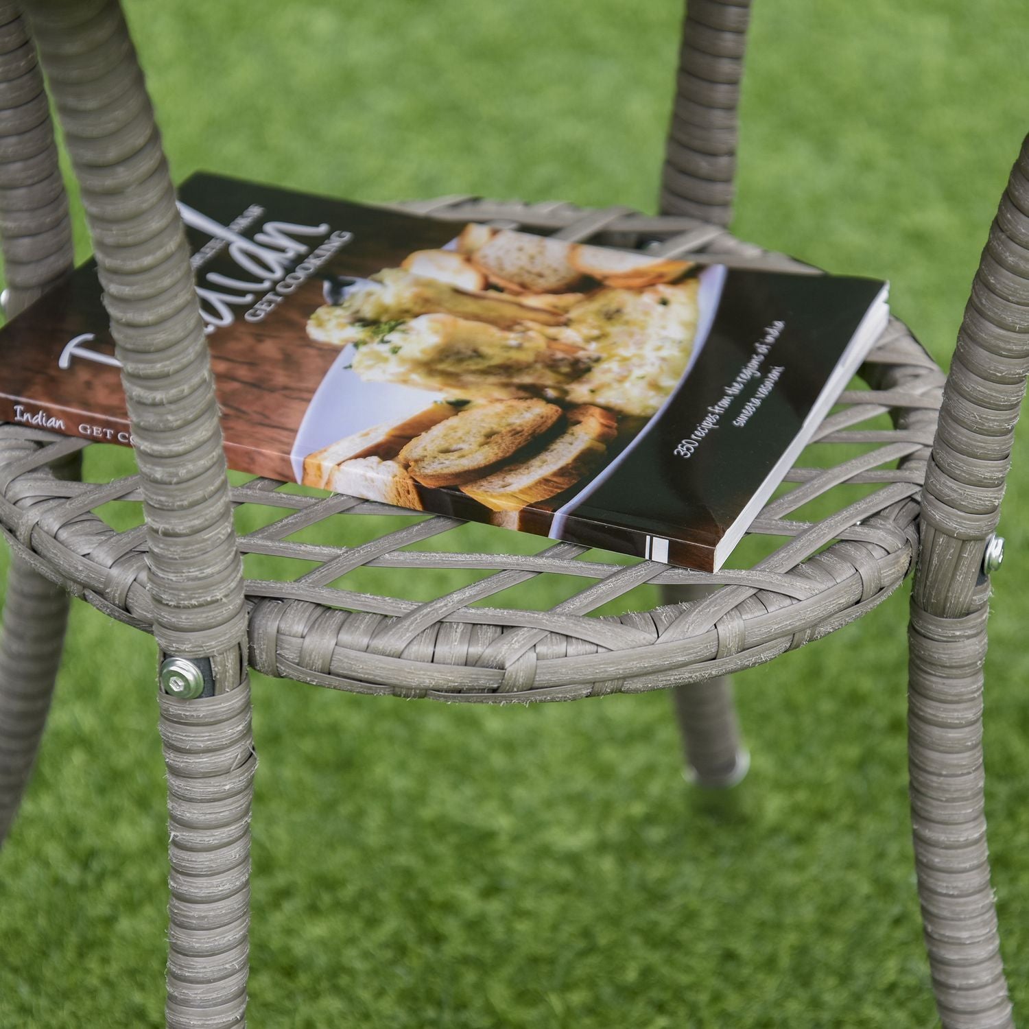 Rotting Hagemøbler Med Sidebord Bistrosett 3-delt. Balkongmøbelsett Rattan Hagesett Seter Polyrattan + Stål 60X58,5X89,5 Cm