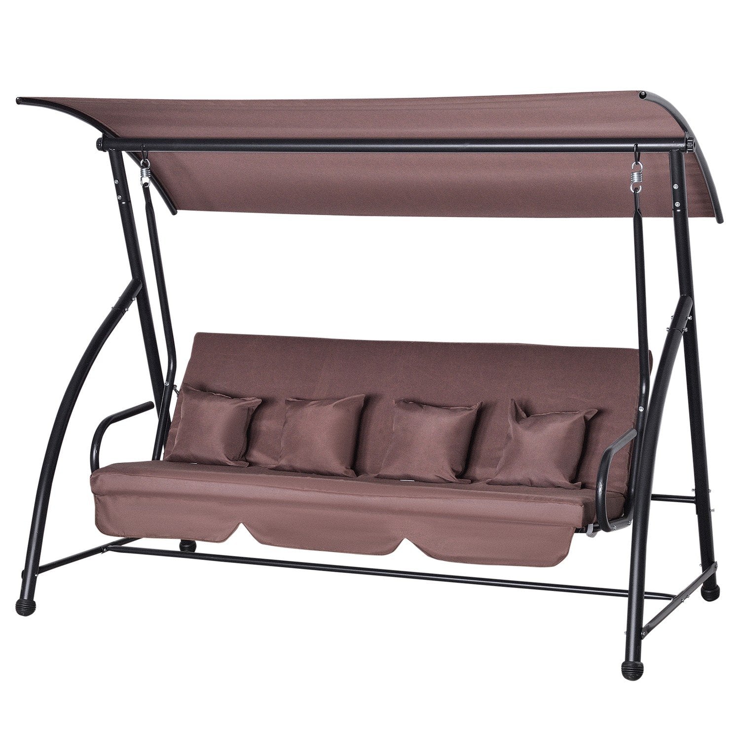 Hollywood Swing Hage Swing Hengebenk 3-seters huske med justerbar taktilt funksjon Polyester Brun 215 X 120 X 165 Cm