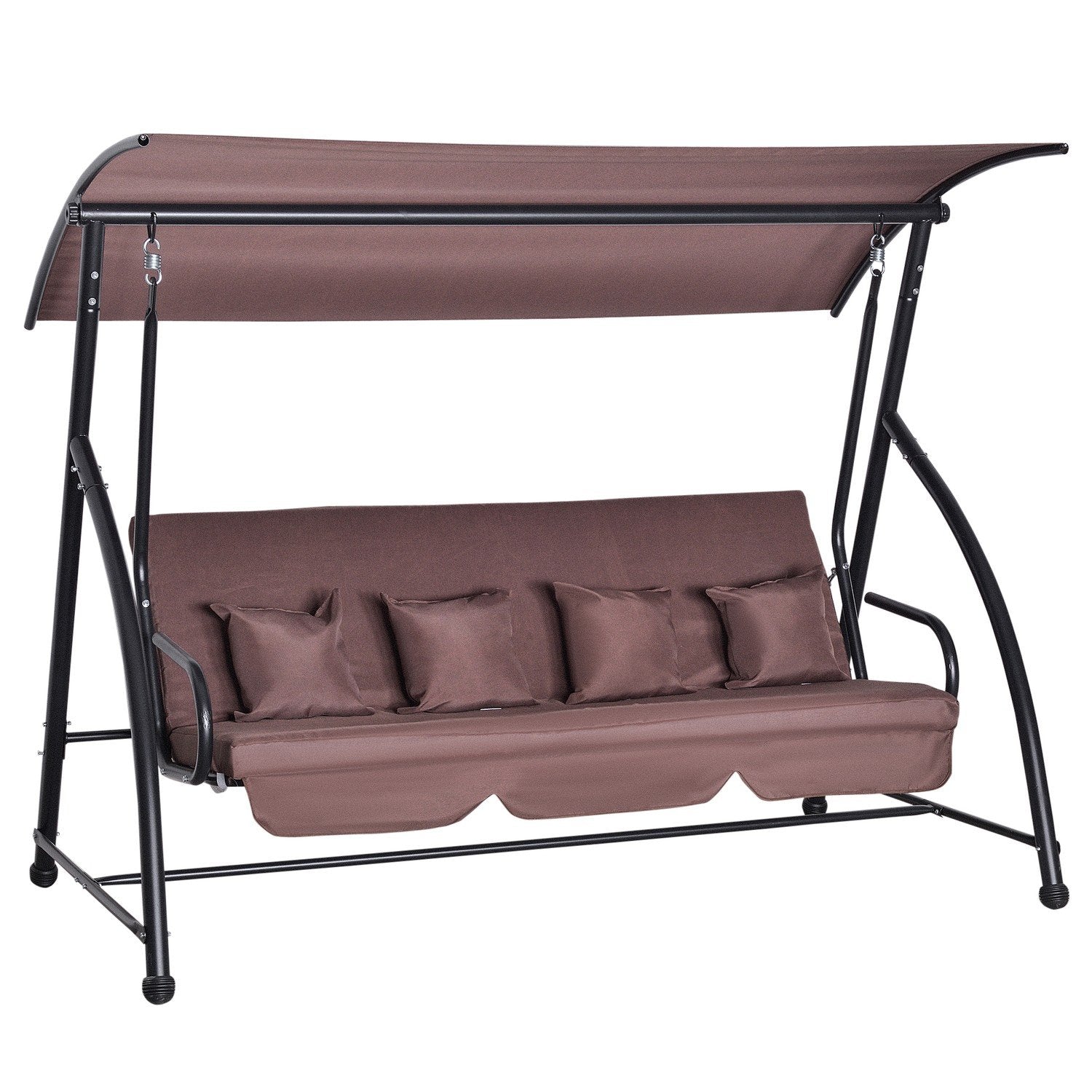 Hollywood Swing Hage Swing Hengebenk 3-seters huske med justerbar taktilt funksjon Polyester Brun 215 X 120 X 165 Cm