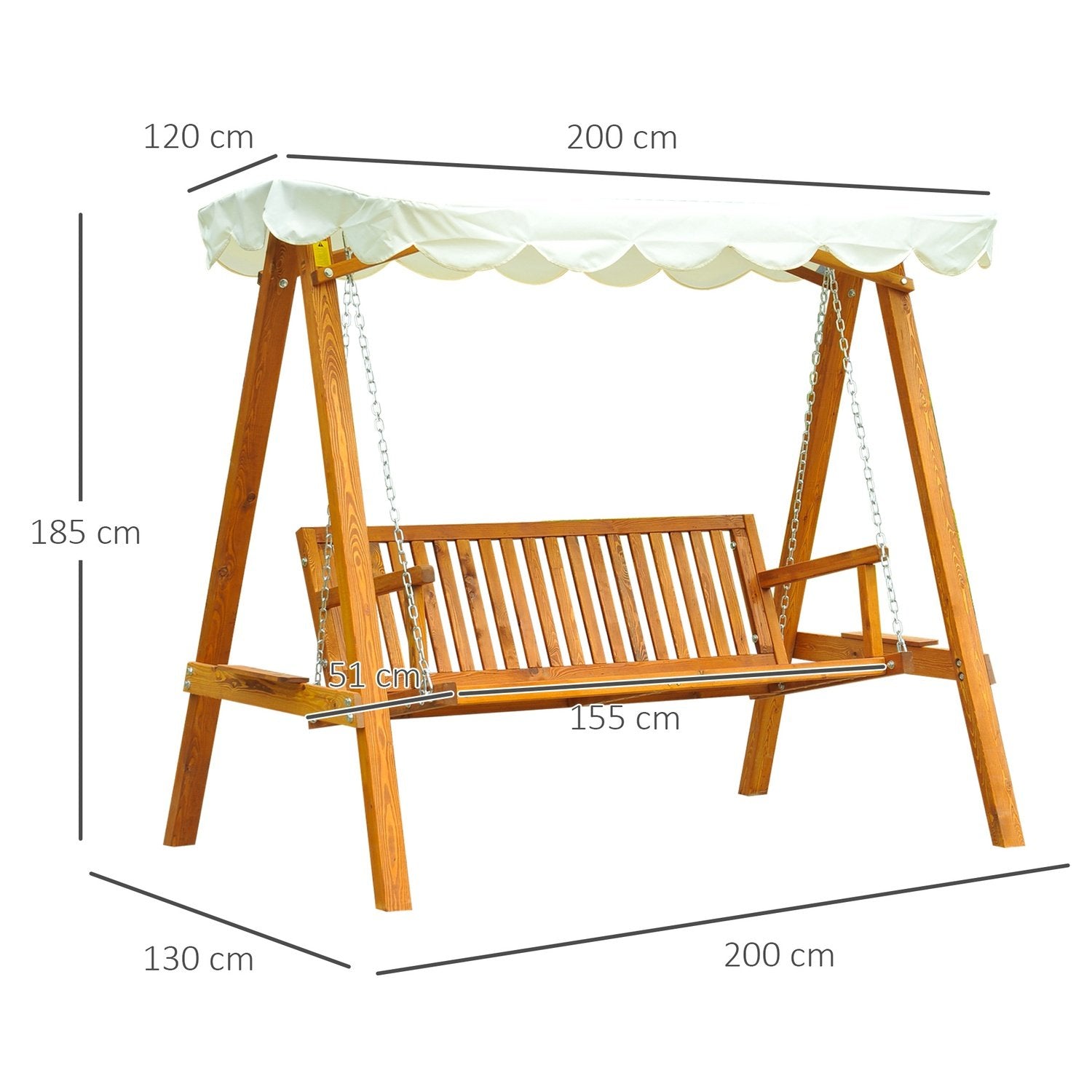 Hollywood Swing Hage Swing Swing Bench Swing 3-seters lerk