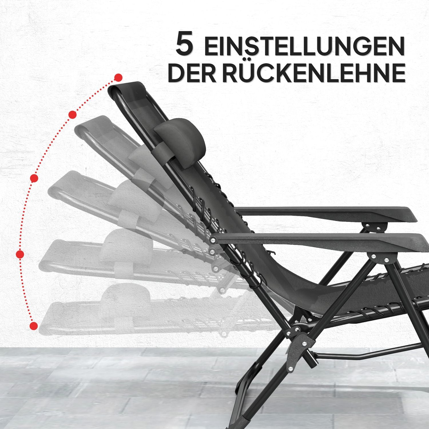 3-delad hopfällbar solstol i metall med bord och stolar