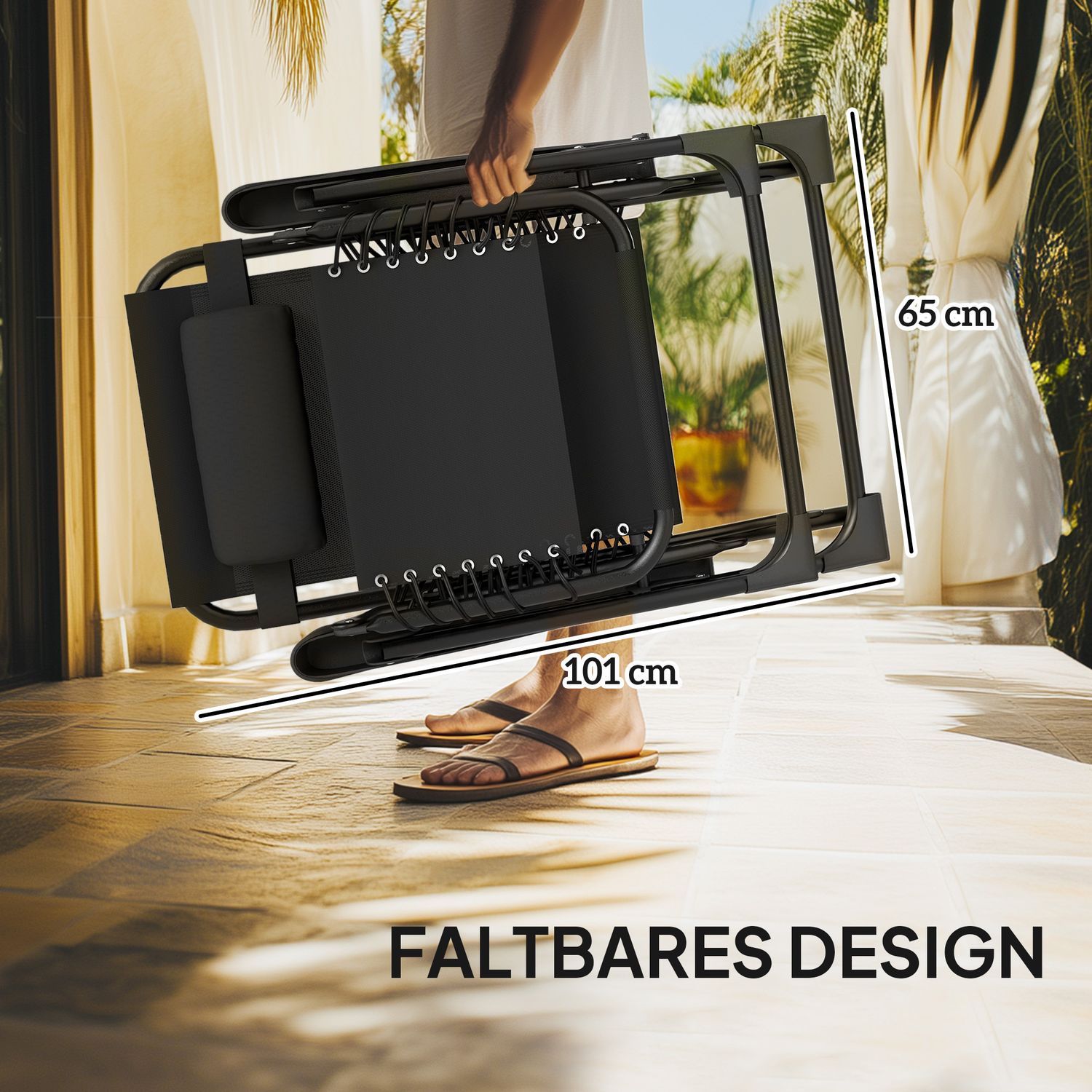 3-delad hopfällbar solstol i metall med bord och stolar