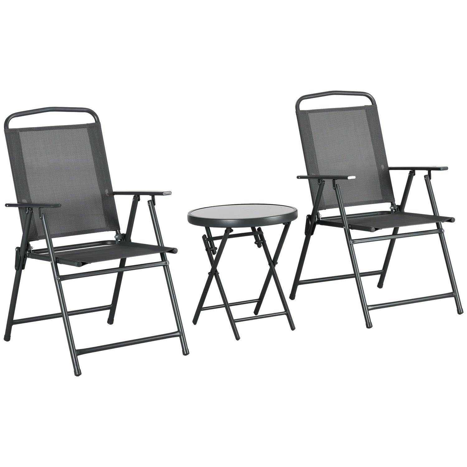 Metall 3-delat bistroset, väderbeständigt, hopfällbart bord