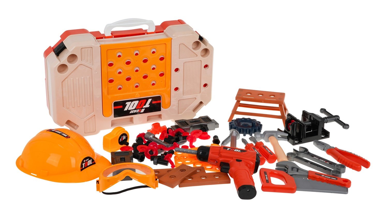 3-i-1 Kids DIY Tool Kit: arbeidsbenk, reiseveske, 78 deler