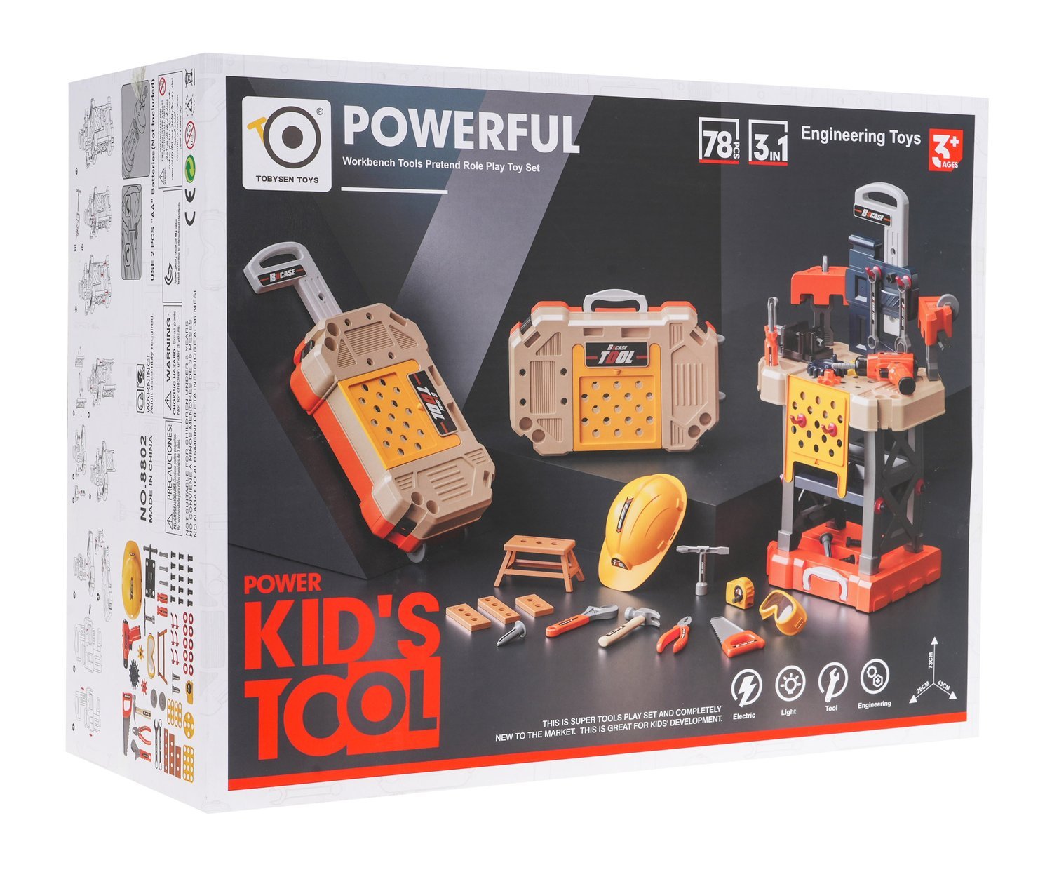 3-i-1 Kids DIY Tool Kit: arbeidsbenk, reiseveske, 78 deler