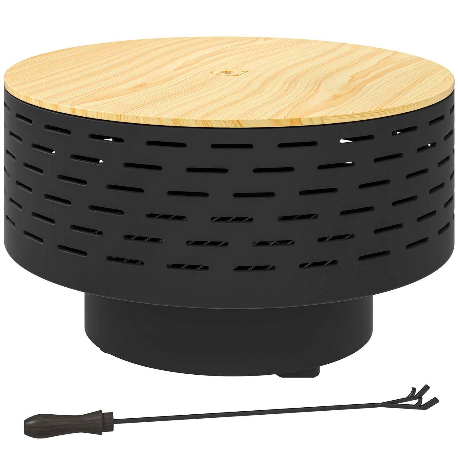 Eldgrop i rostfritt stål med grill, 60 cm – Gnistskydd