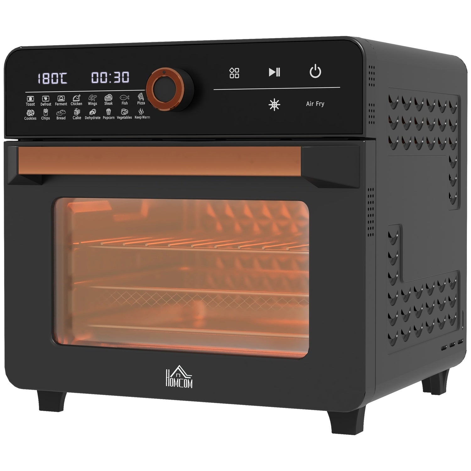 3-i-1 mini varmluftsugn med timer, 20L kapacitet