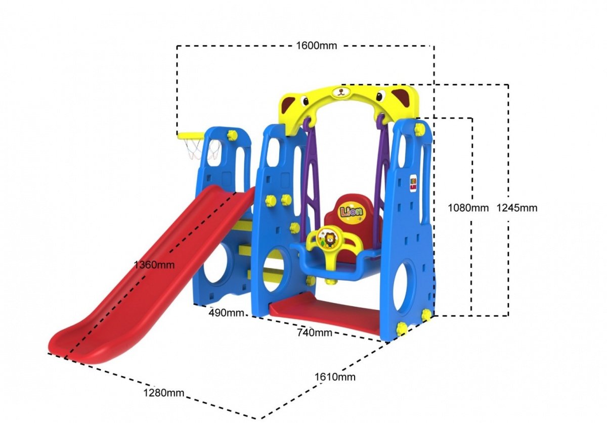 3in1 Blue Slide Swing Basket Set - HDPE, stabilt, morsomt