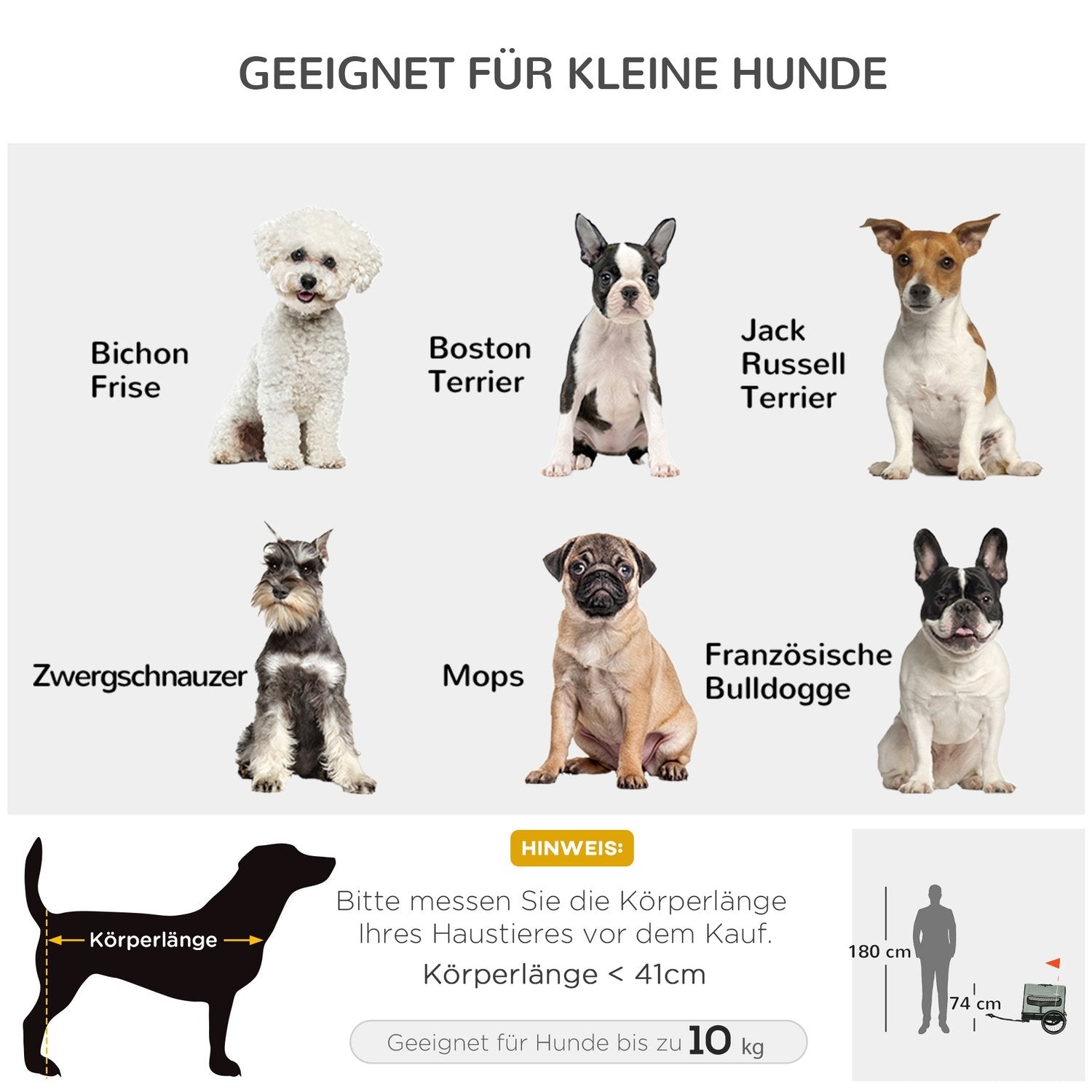 Hundehenger 3-i-1 Pet House &amp; Cargo Trailer, Hundesykkelhenger med reflekser for små hunder opptil 10 kg, Oxford, grå