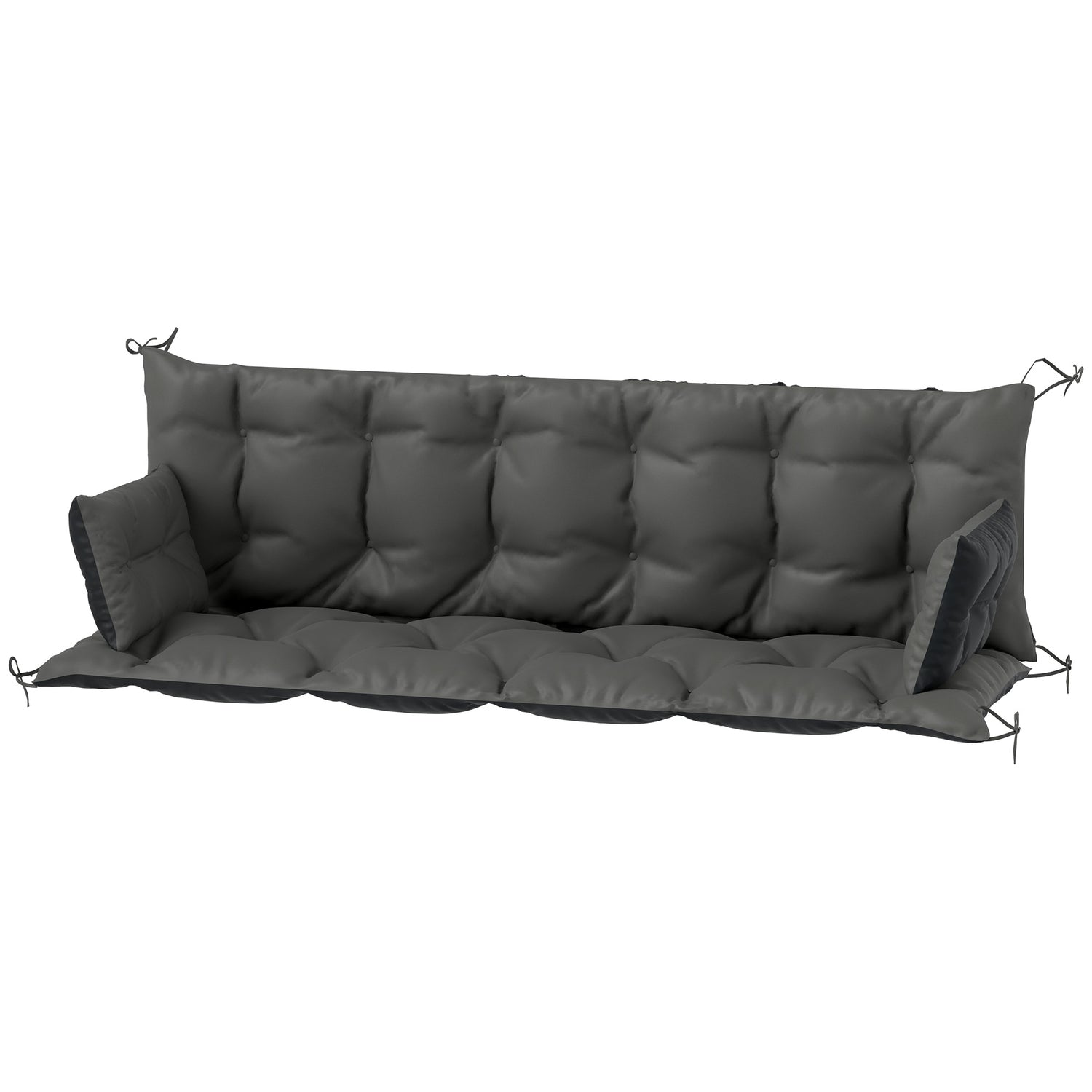 3-sits utomhusbänkskudde, mörkgrå/svart, 180x110x8 cm