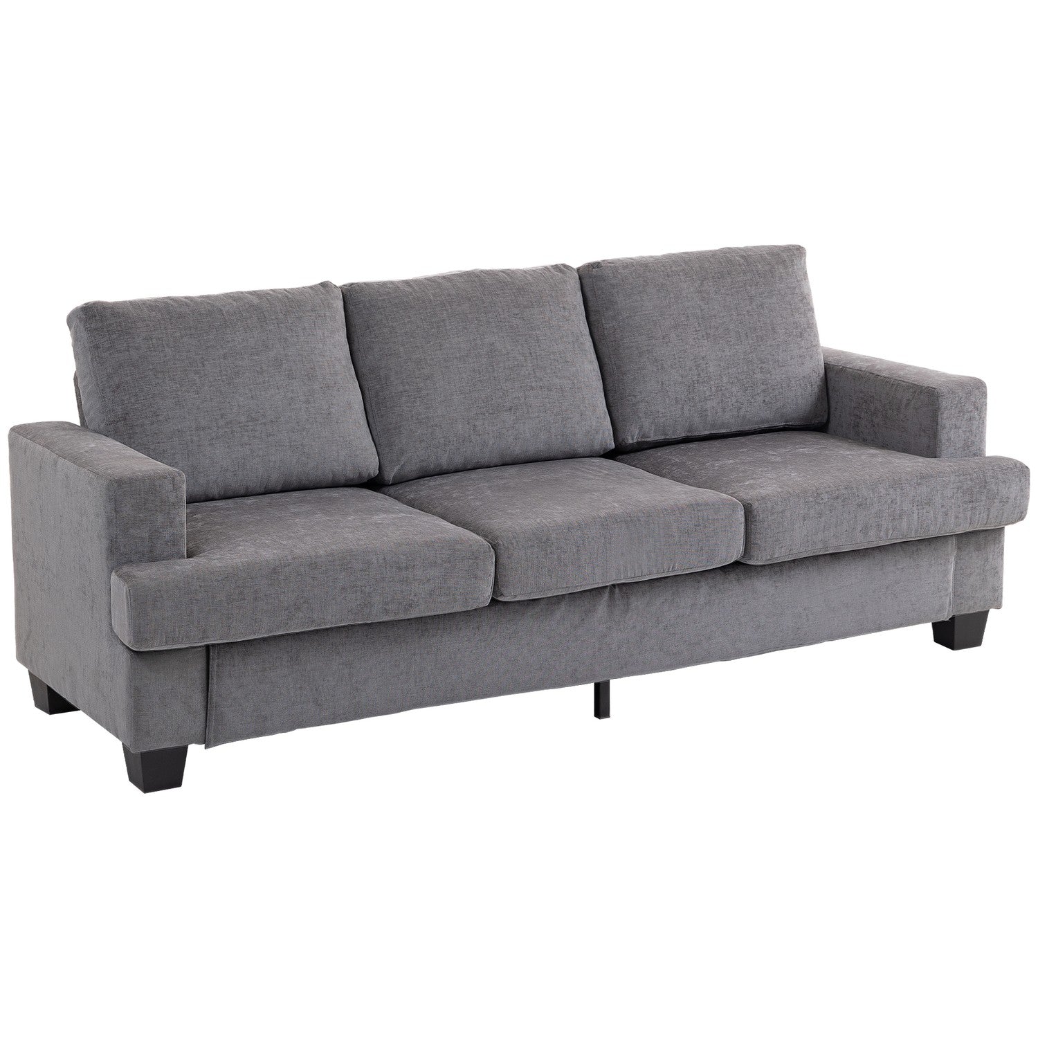 3-sits soffa, klädsel i grå tyg, Stålstomme