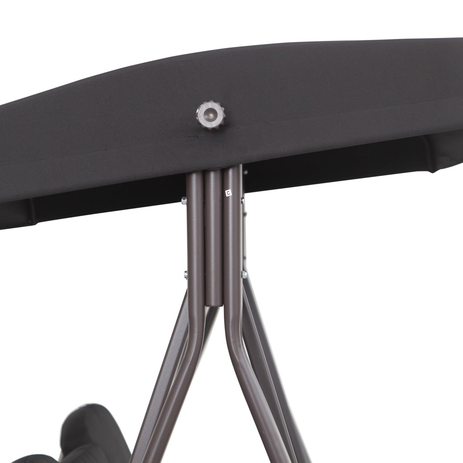 3-sits trädgårdsgunga med kapell och kuddar, svart metall