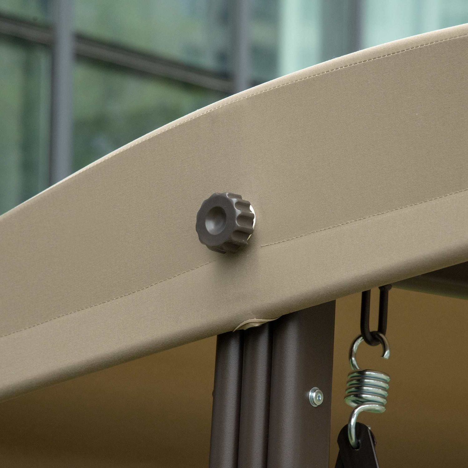 3-sits trädgårdsgunga med kapell, ram i kakimetall