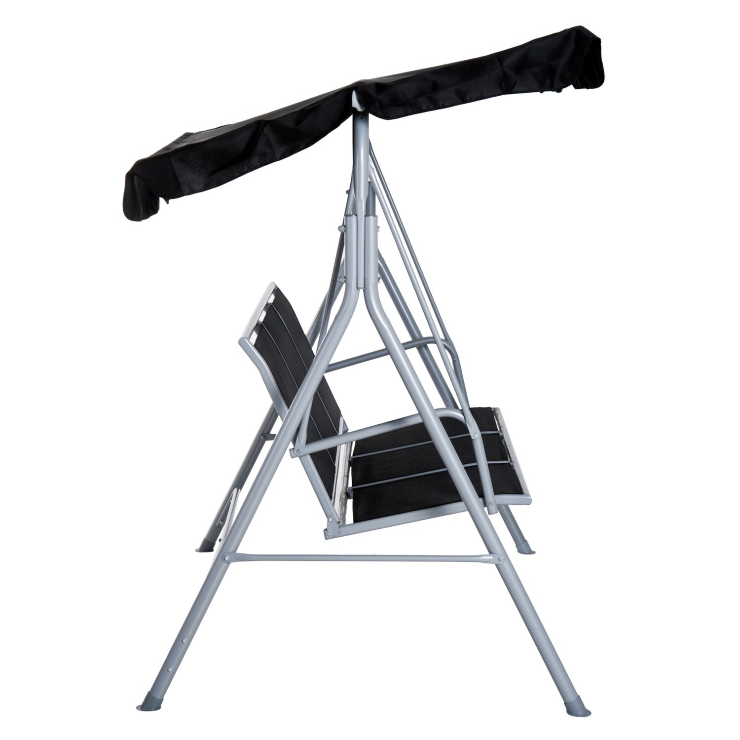 3-sits trädgårdsgunga med tak – metallram, svart/silver