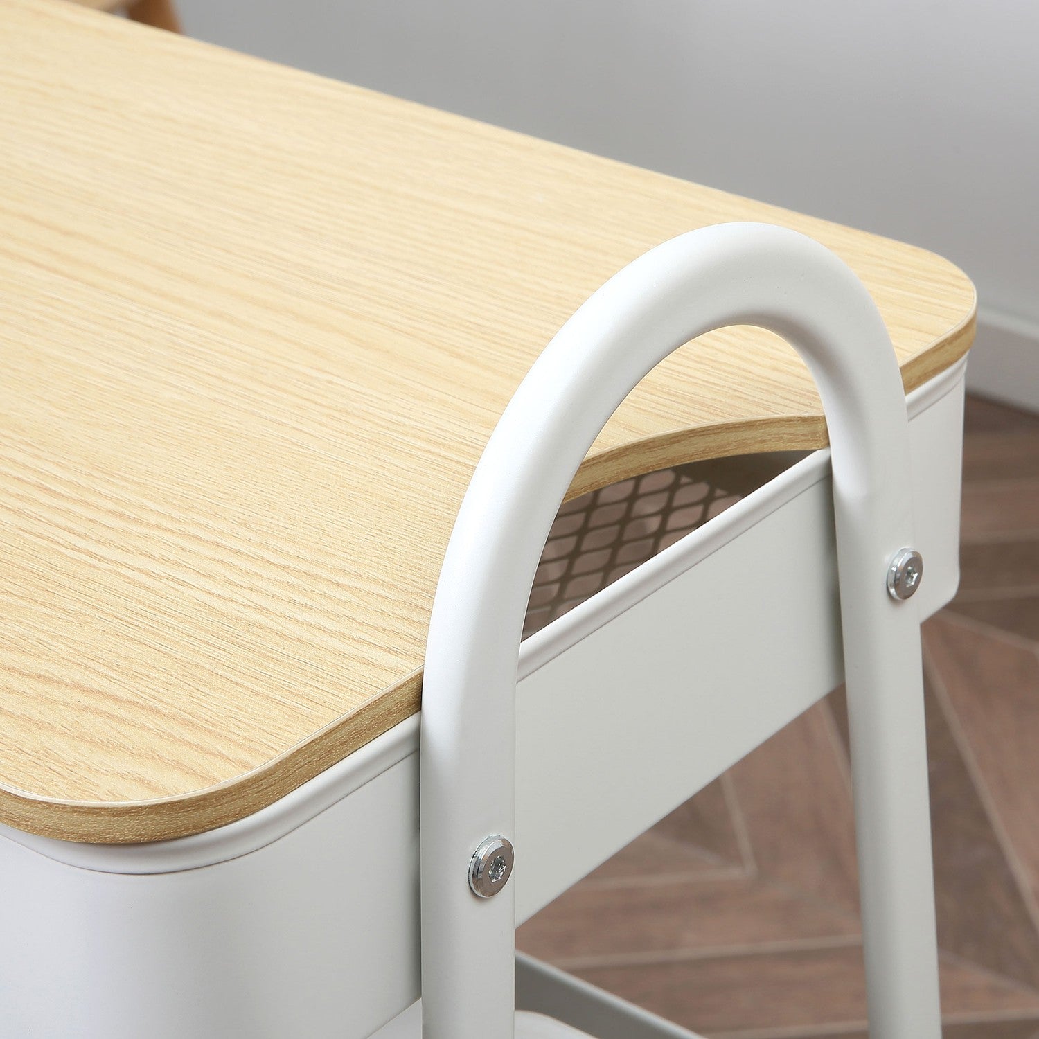 3-vånings köksvagn i metall med stort förråd, vit